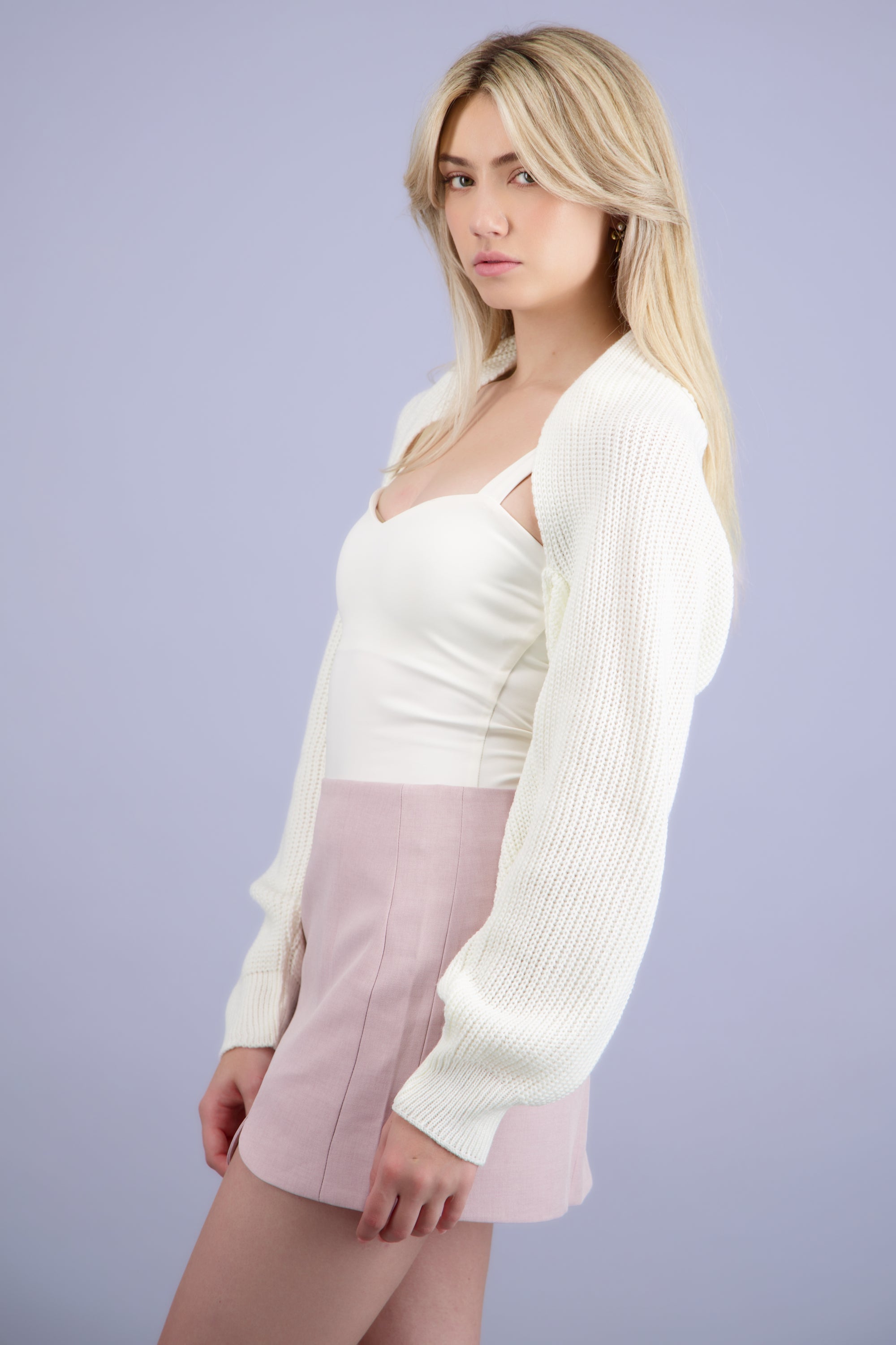 Cardigan bolero en tejido BLANCO