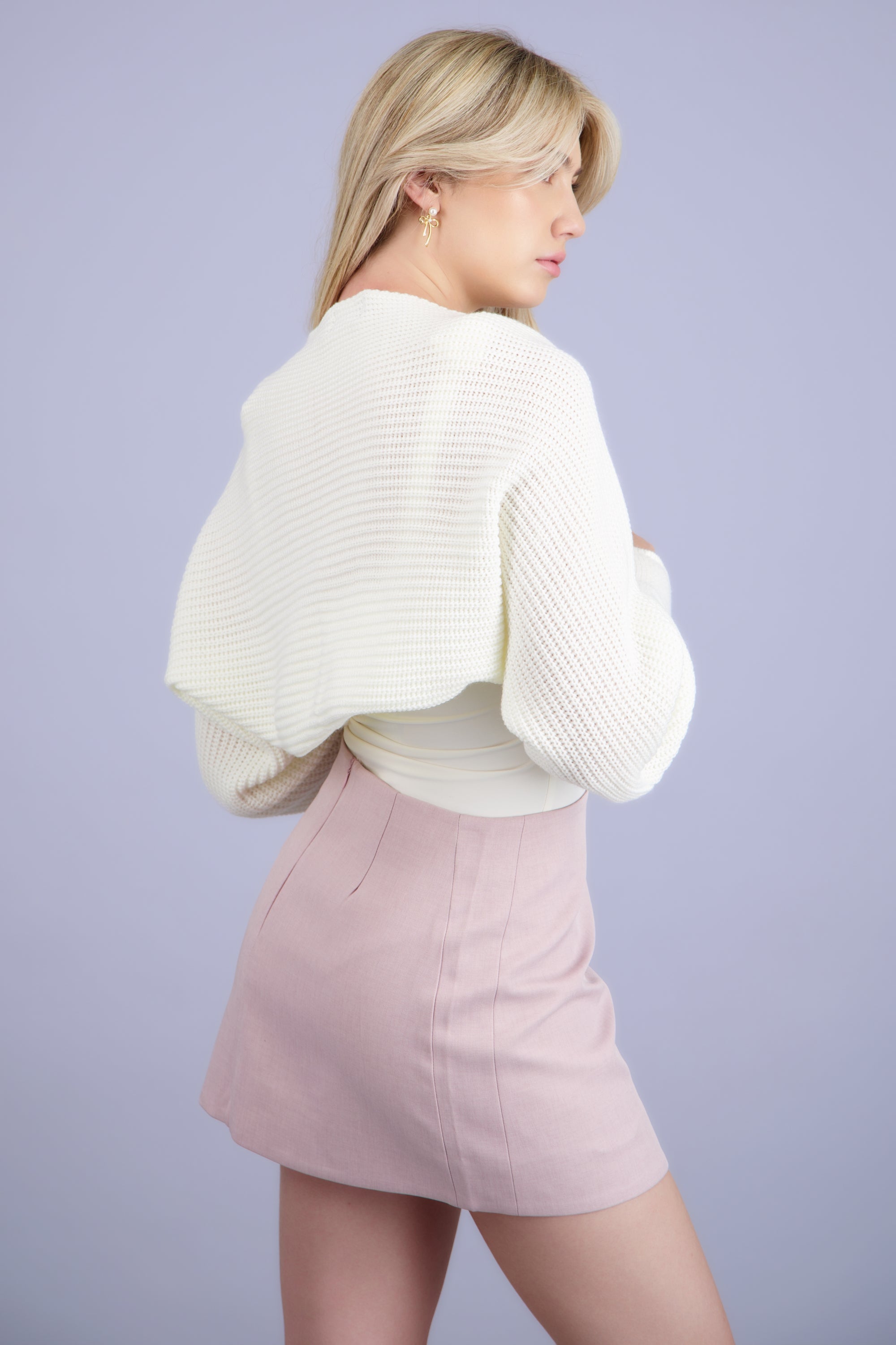 Cardigan bolero en tejido BLANCO