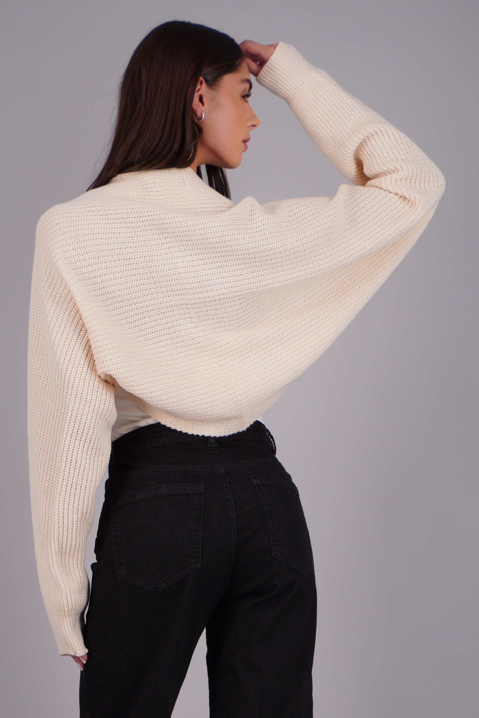 Cardigan bolero en tejido CREMA