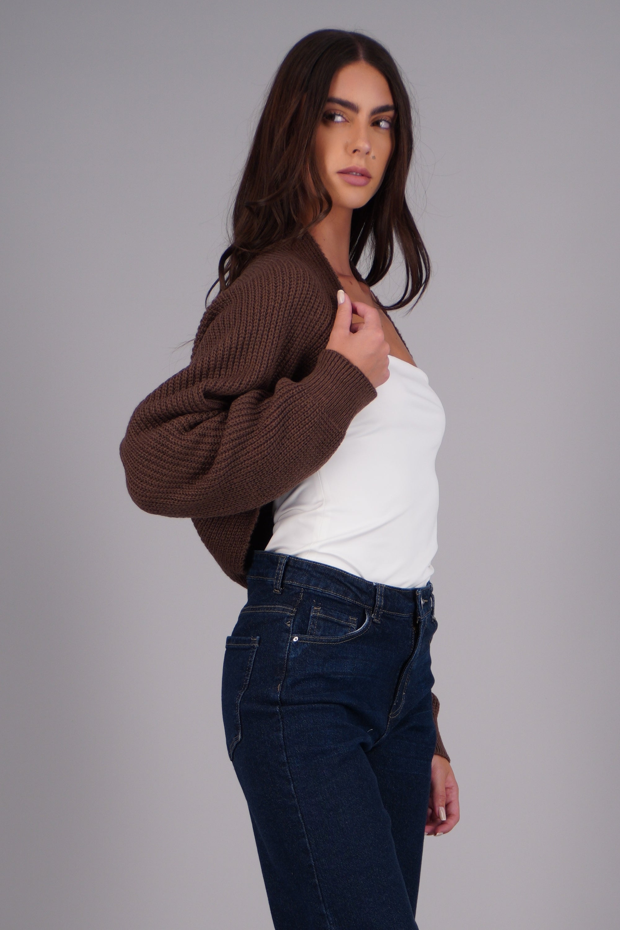 Cardigan bolero en tejido CHOCOLATE