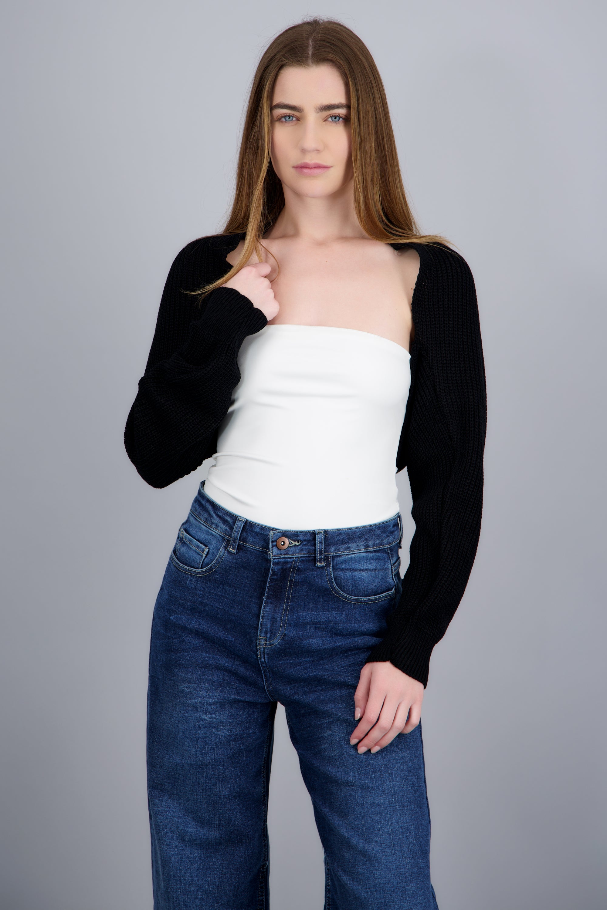 Cardigan bolero en tejido NEGRO