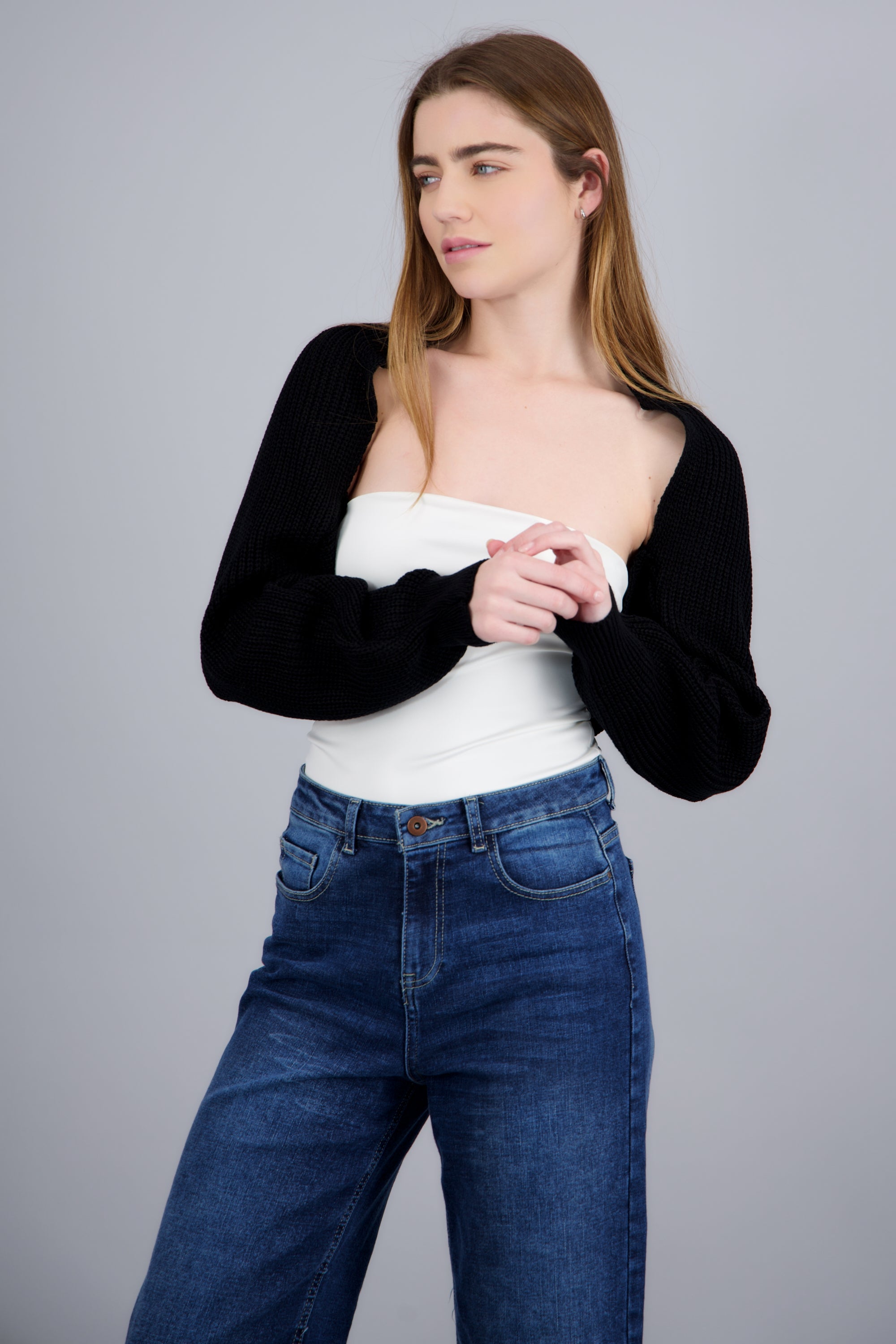 Cardigan bolero en tejido NEGRO