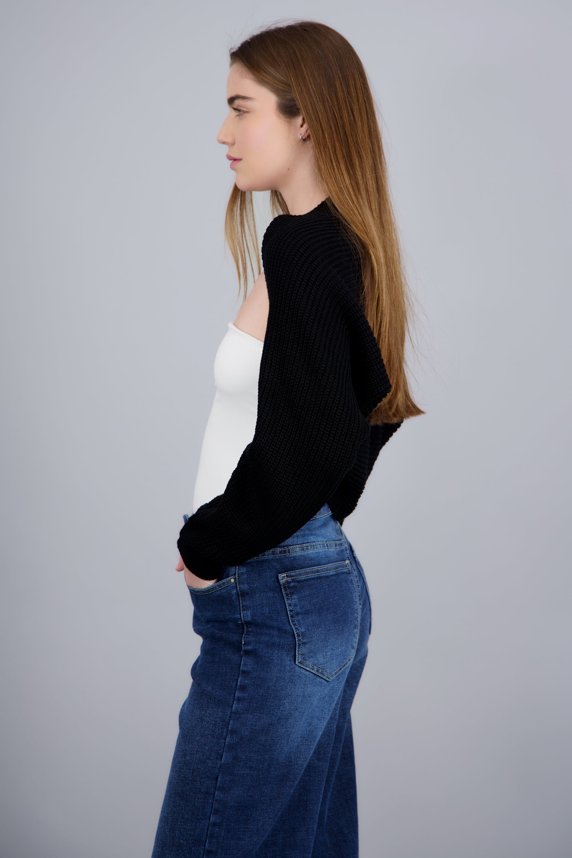 Cardigan bolero en tejido NEGRO