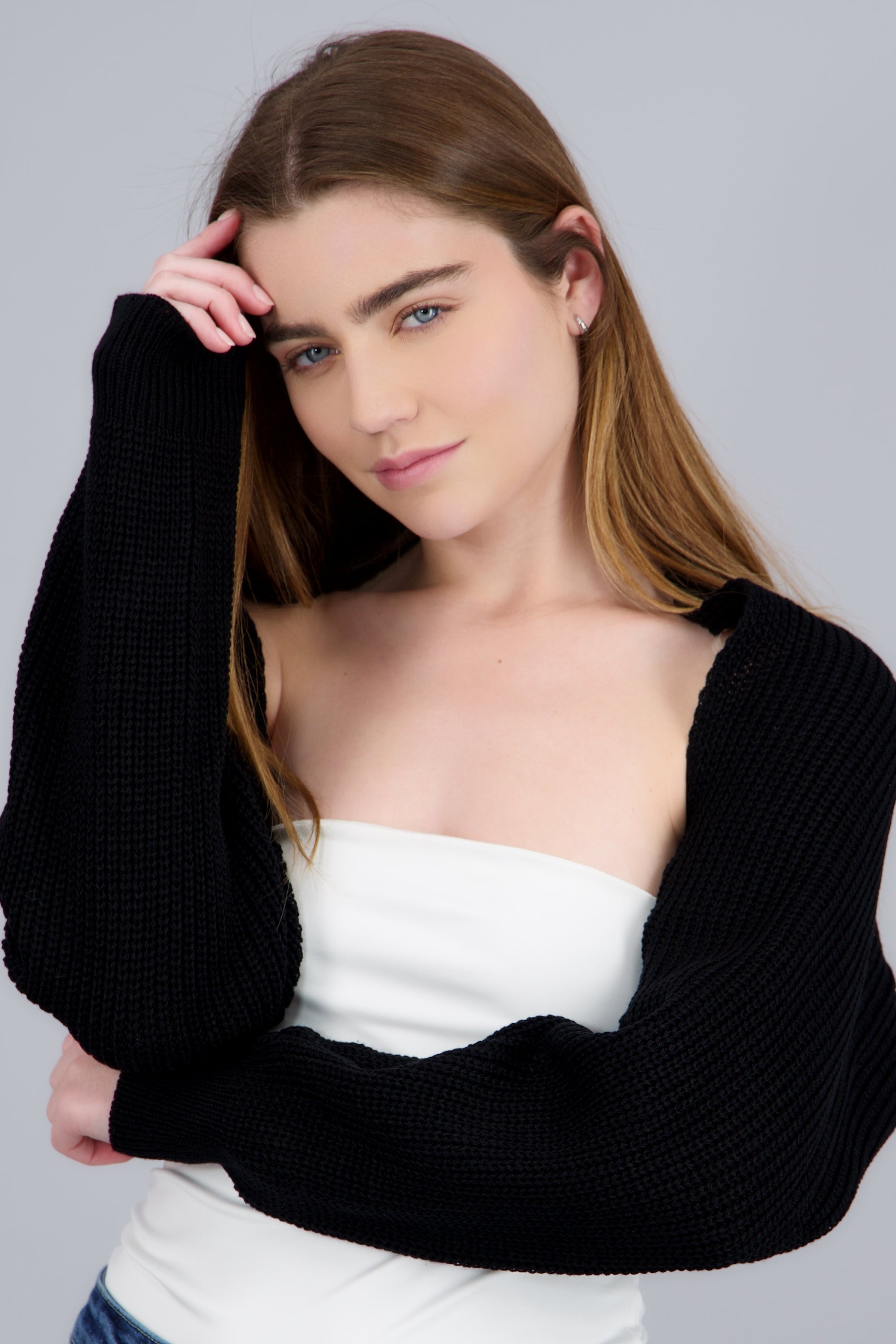 Cardigan bolero en tejido NEGRO