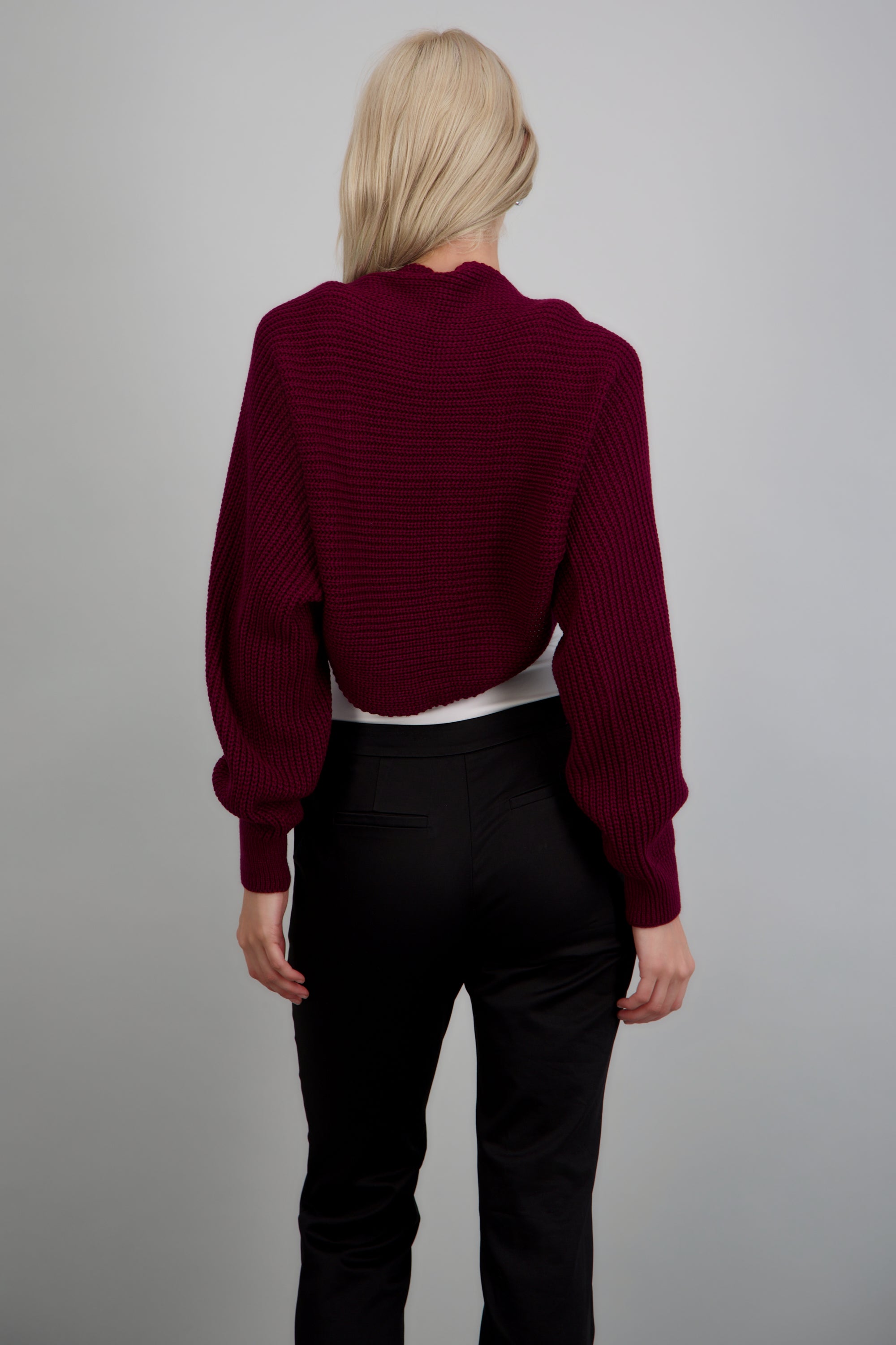 Cardigan bolero en tejido ROJO CEREZA