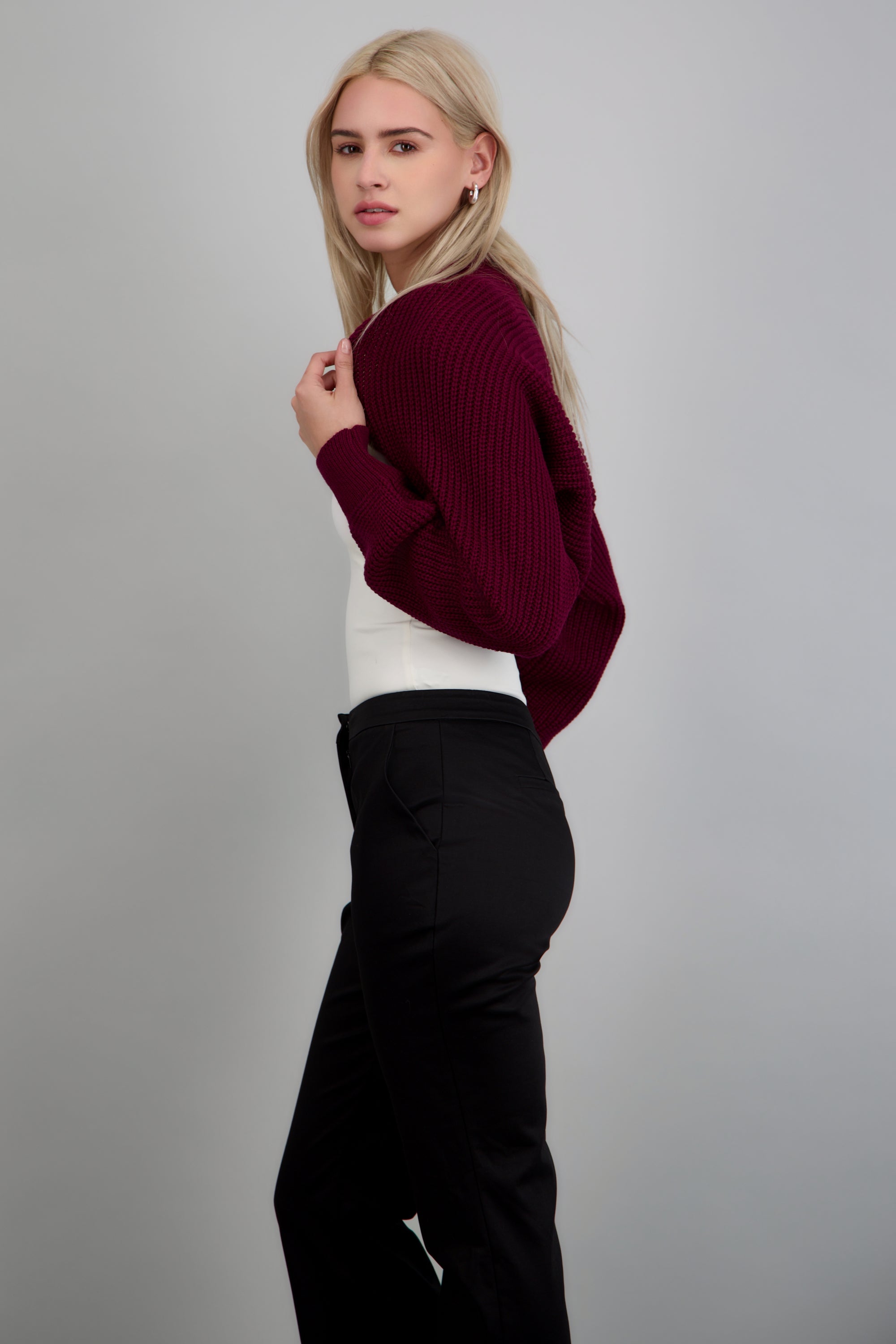 Cardigan bolero en tejido ROJO CEREZA