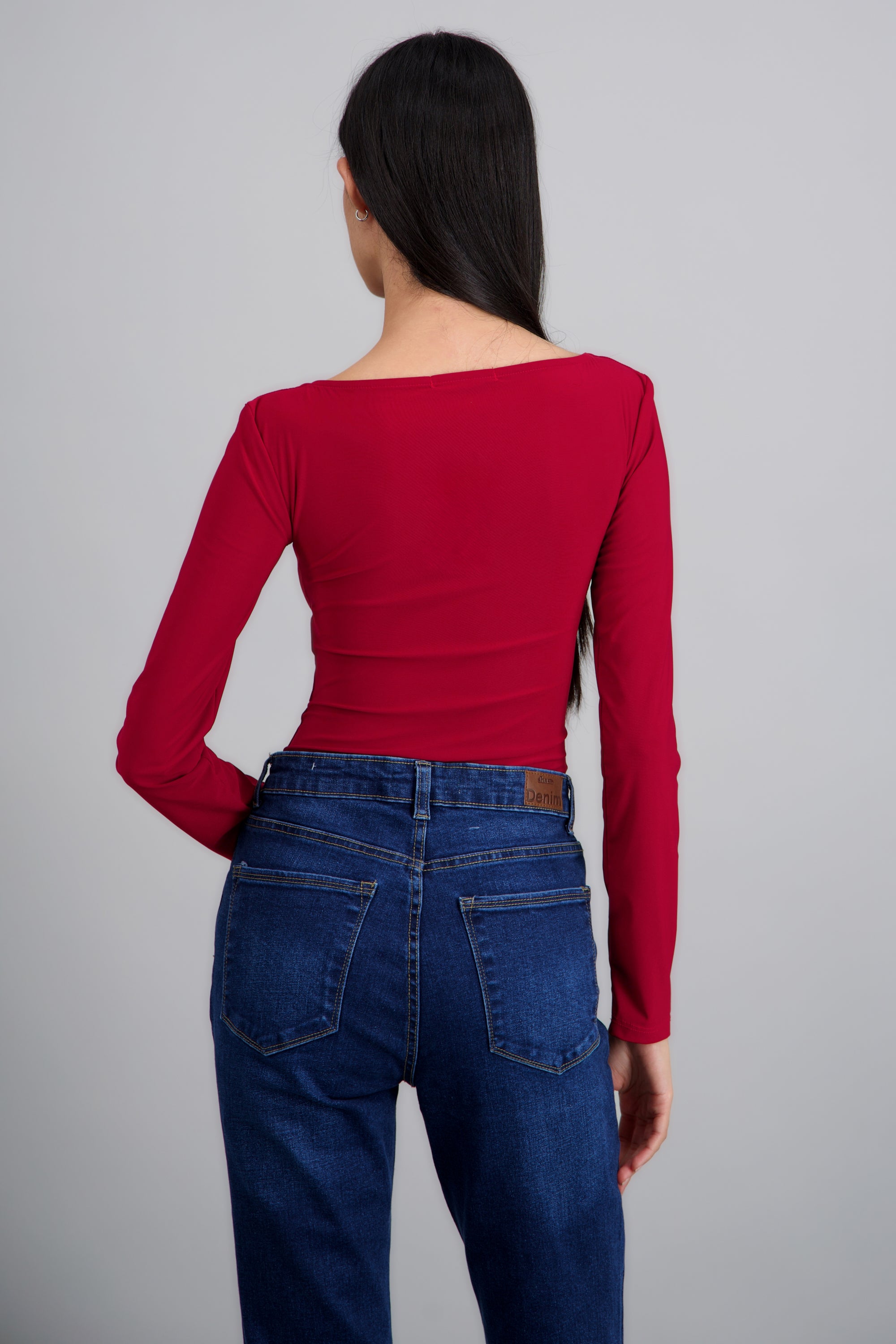 Bodysuit cuello barco manga larga ROJO
