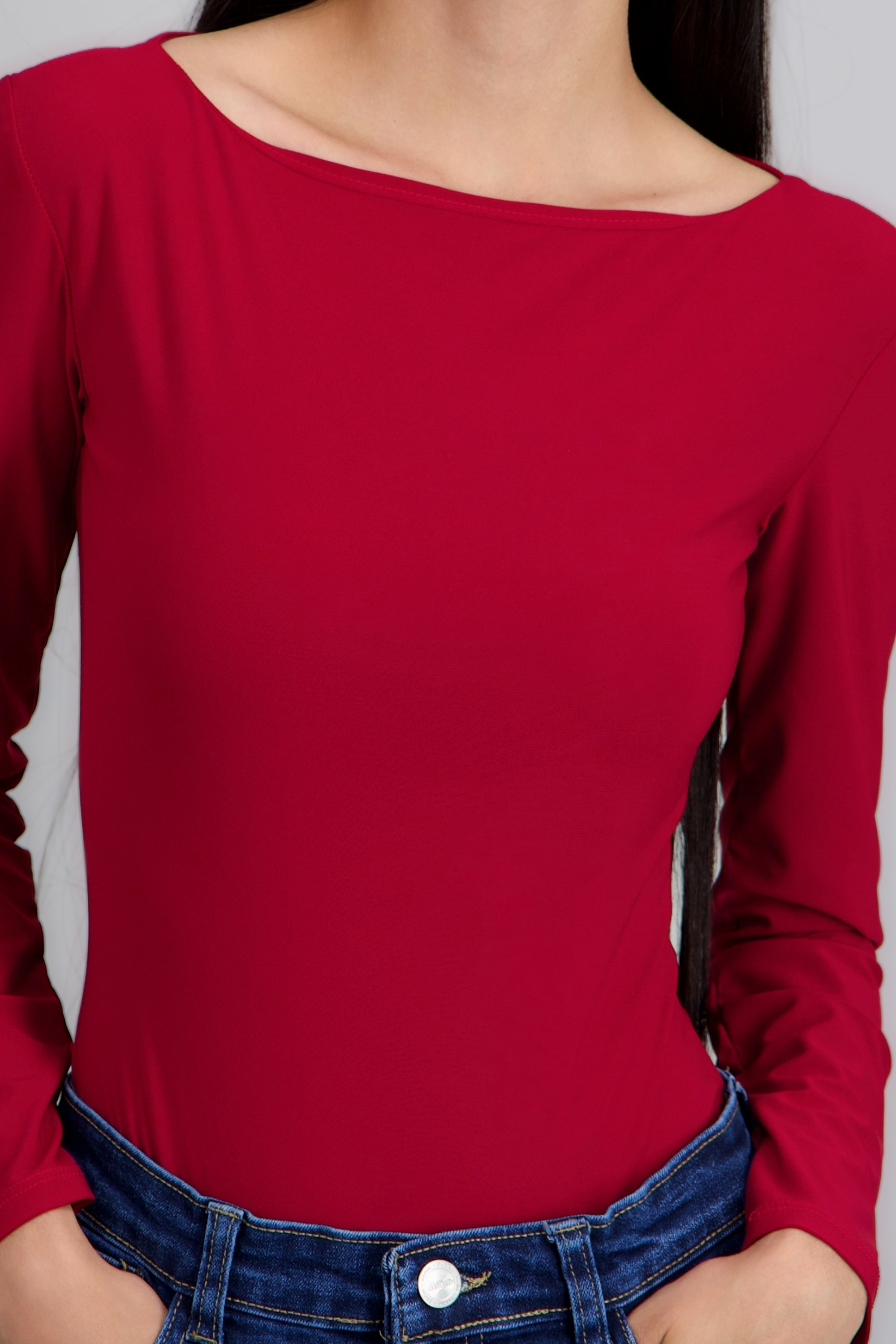 Bodysuit cuello barco manga larga ROJO