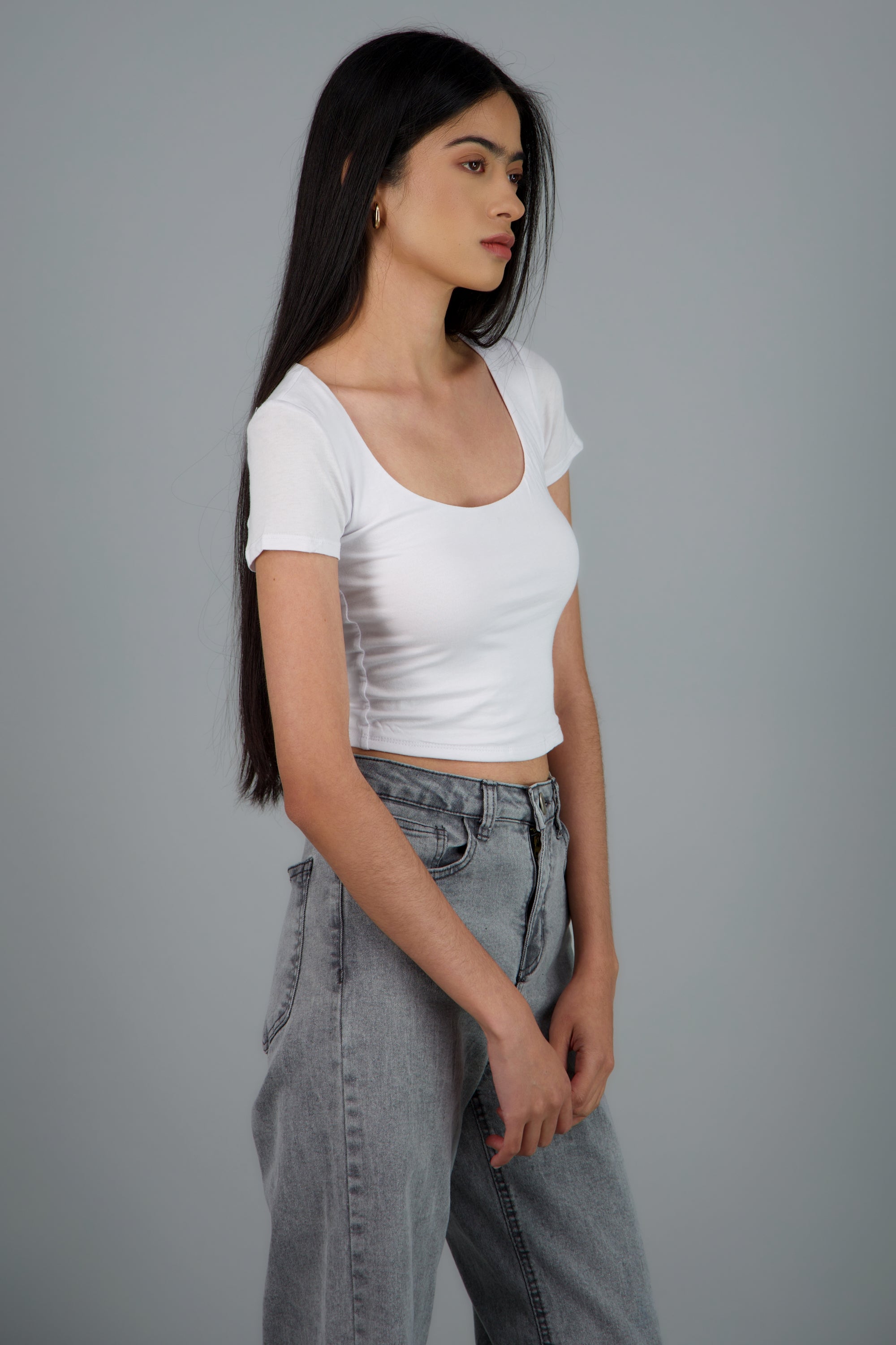 Top escote redondo manga corta BLANCO