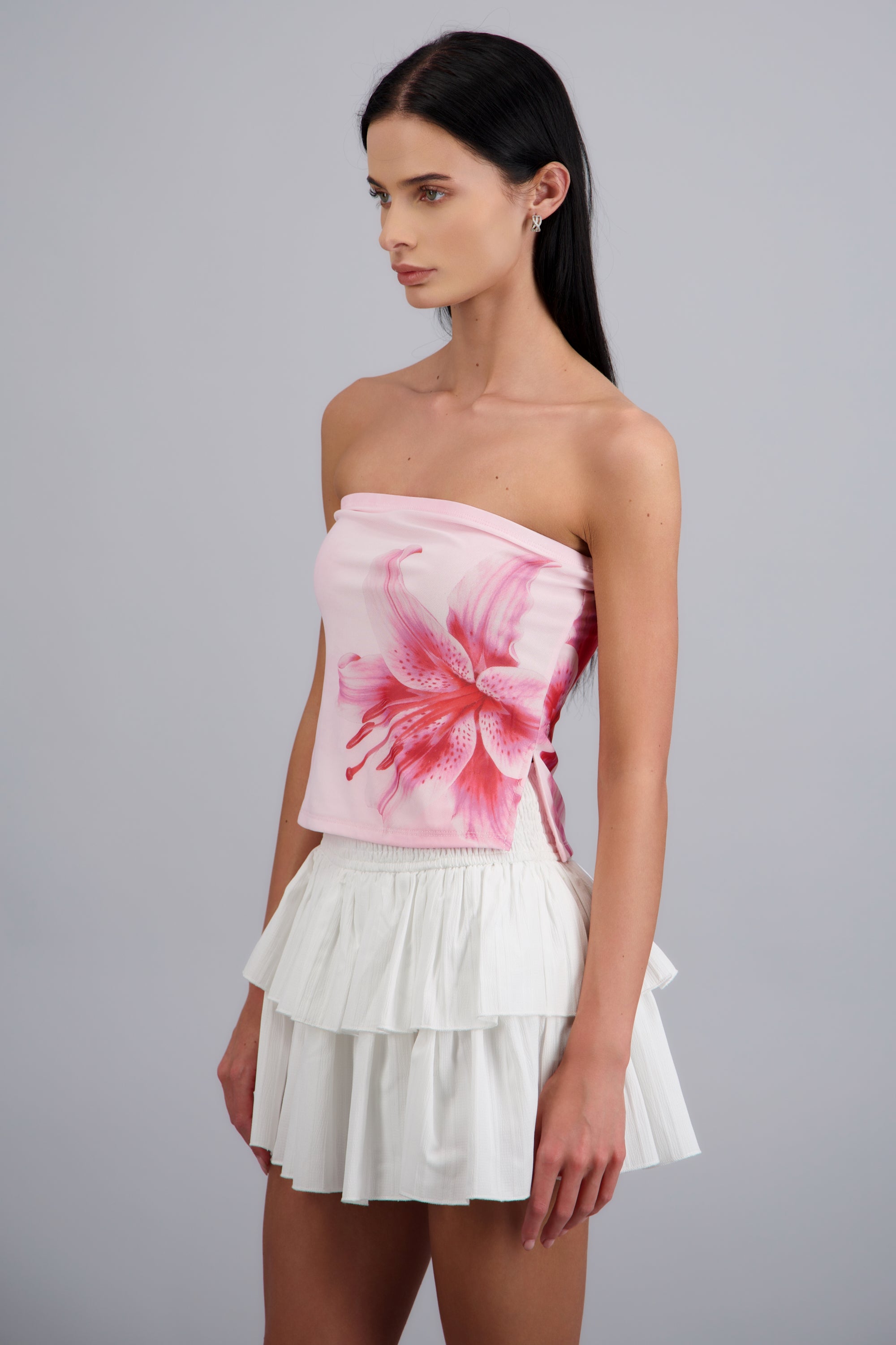 Top mesh estampado flor ROSA COMBO