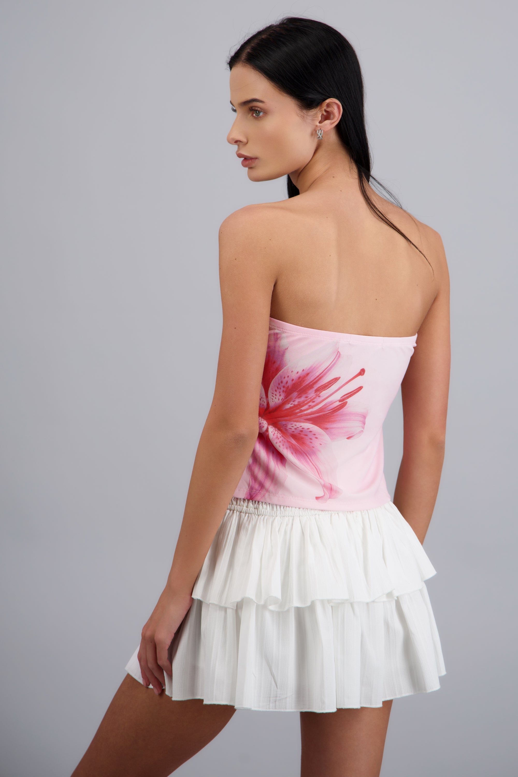 Top mesh estampado flor ROSA COMBO