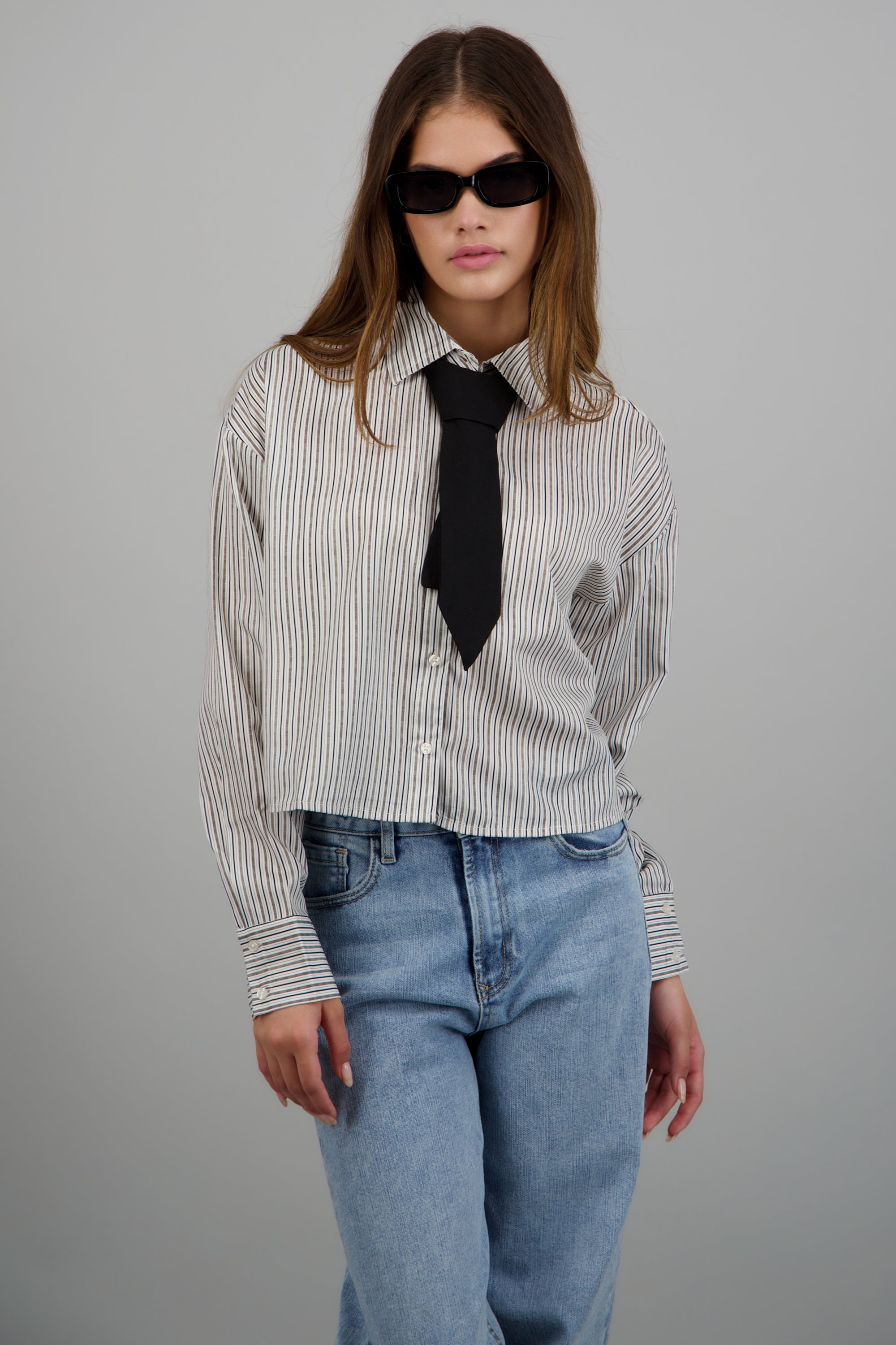 Camisa rayas sastre con corbata BLANCO COMBO