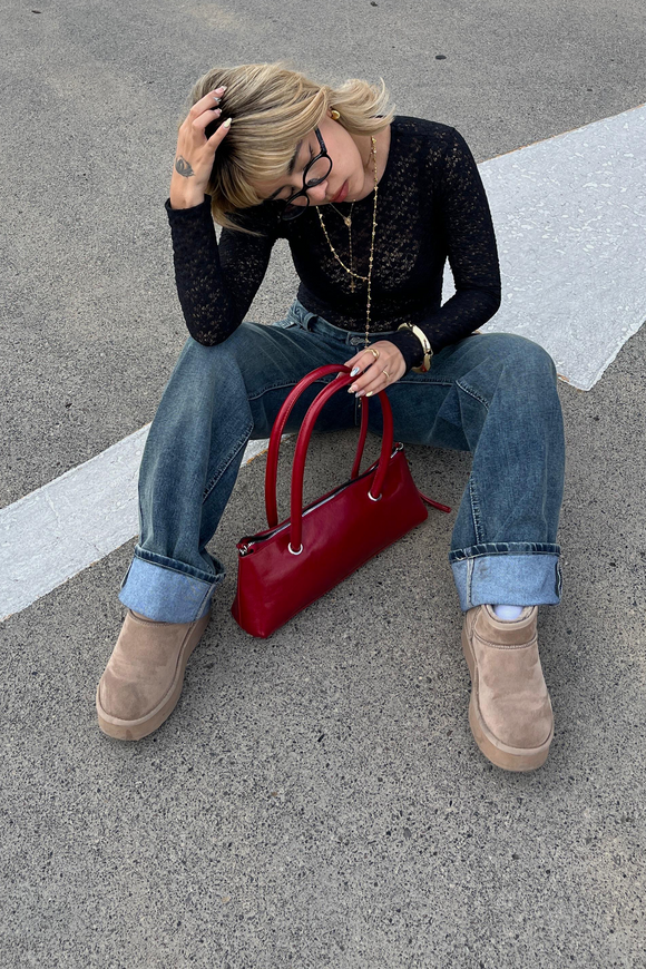 Jeans wide leg dobladillo