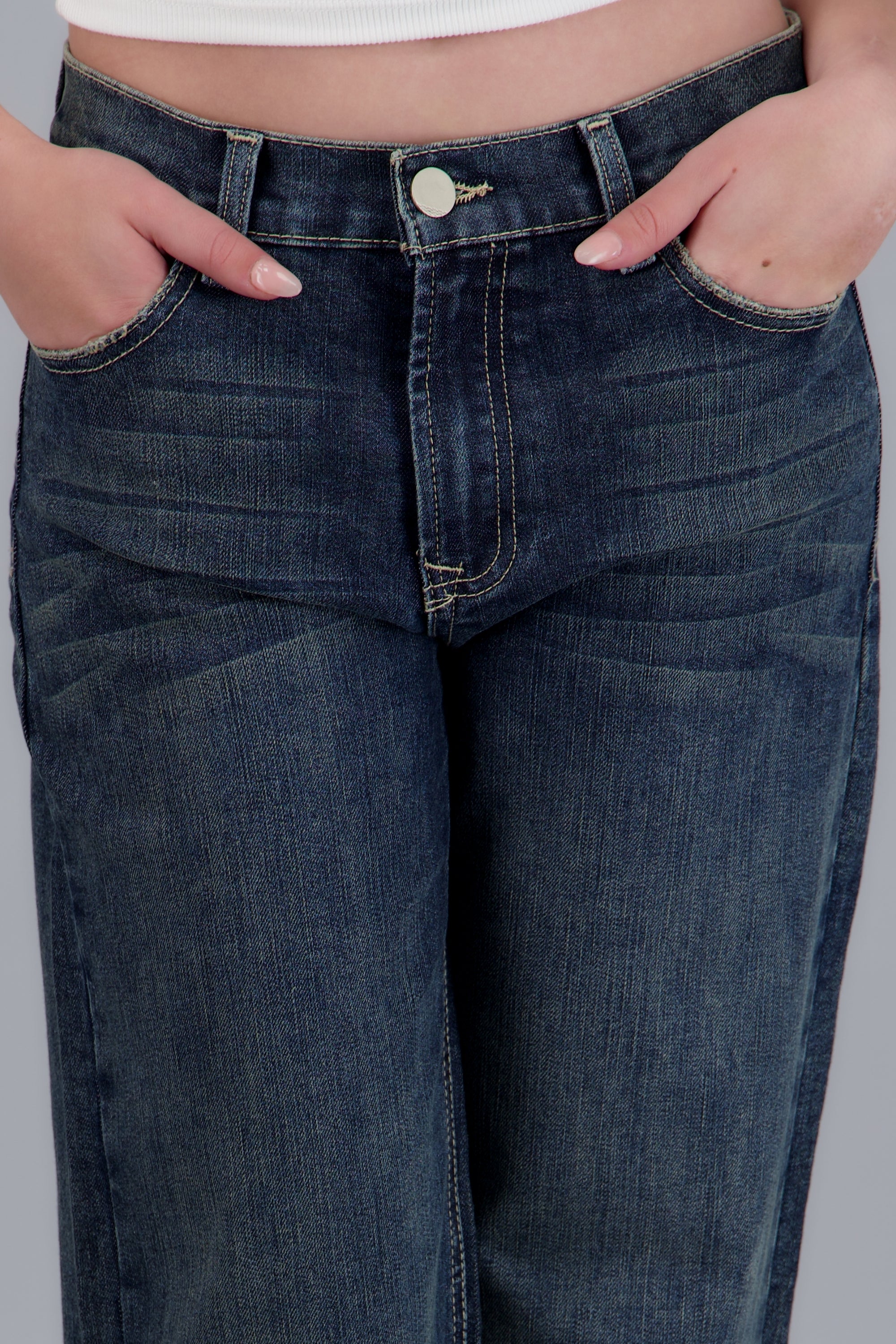 Jeans wide leg dobladillo DARK WASH