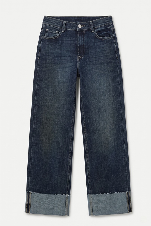 Jeans wide leg dobladillo
