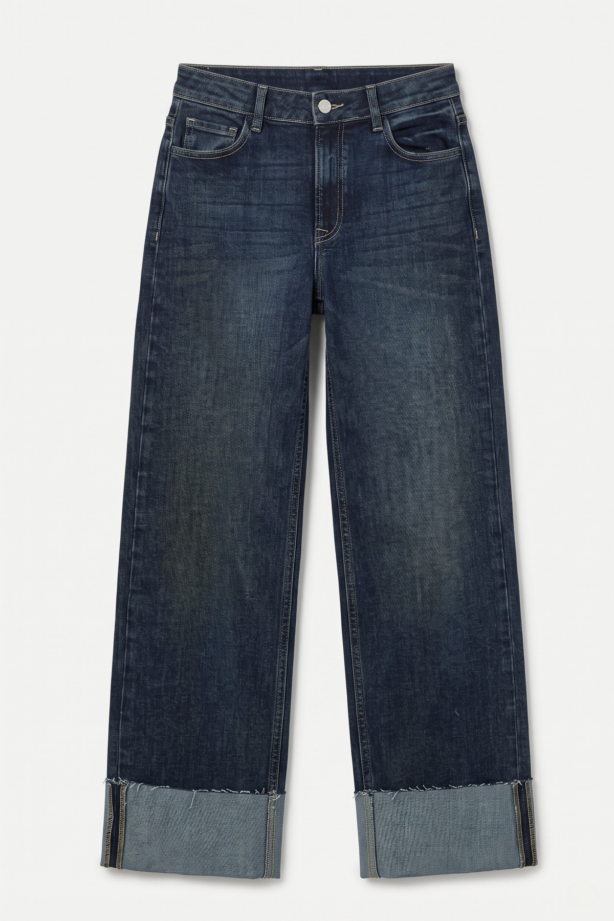 Jeans wide leg dobladillo DARK WASH