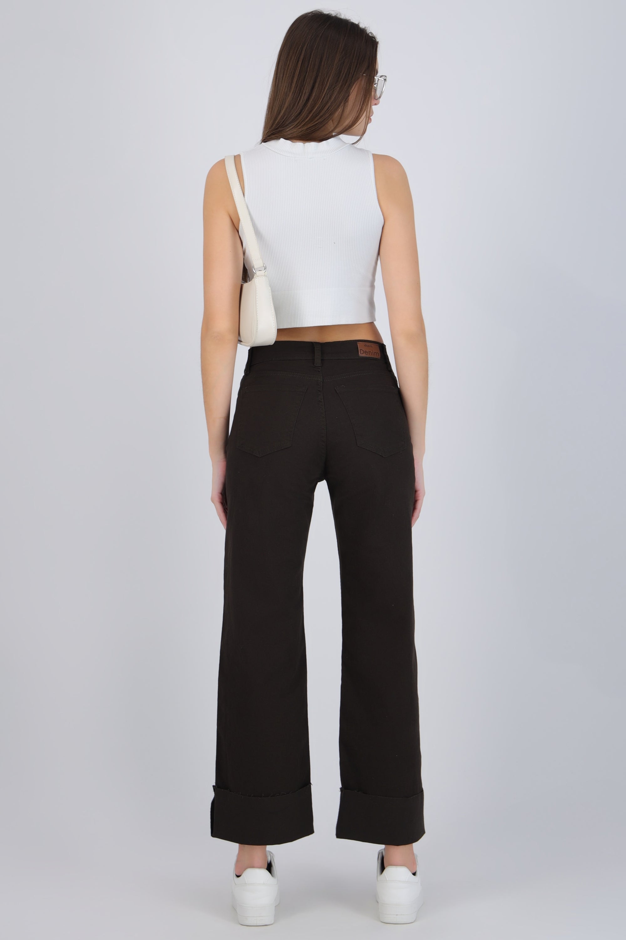 Jeans wide leg dobladillo