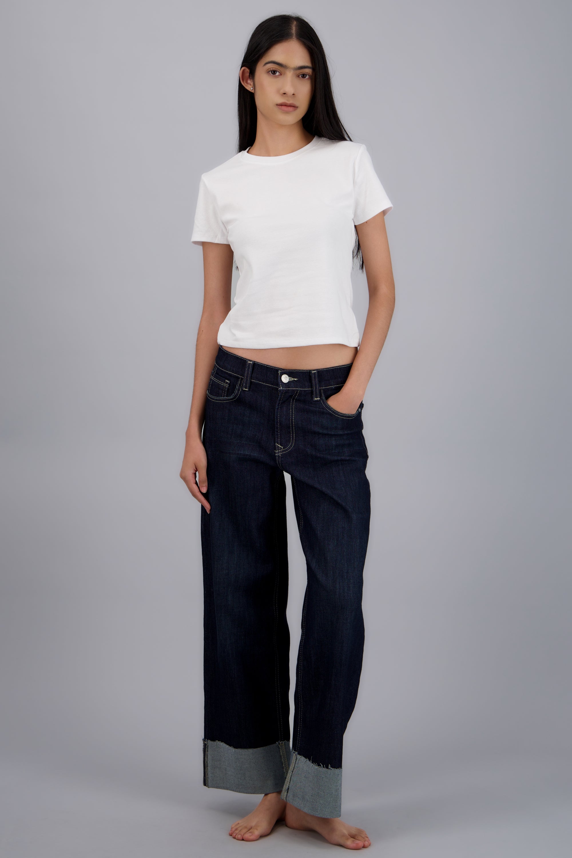 Jeans wide leg dobladillo INDIGO