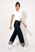 Jeans wide leg dobladillo