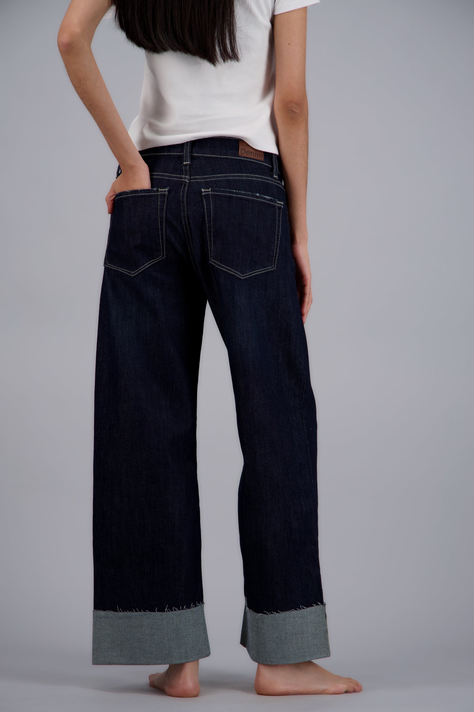 Jeans wide leg dobladillo INDIGO