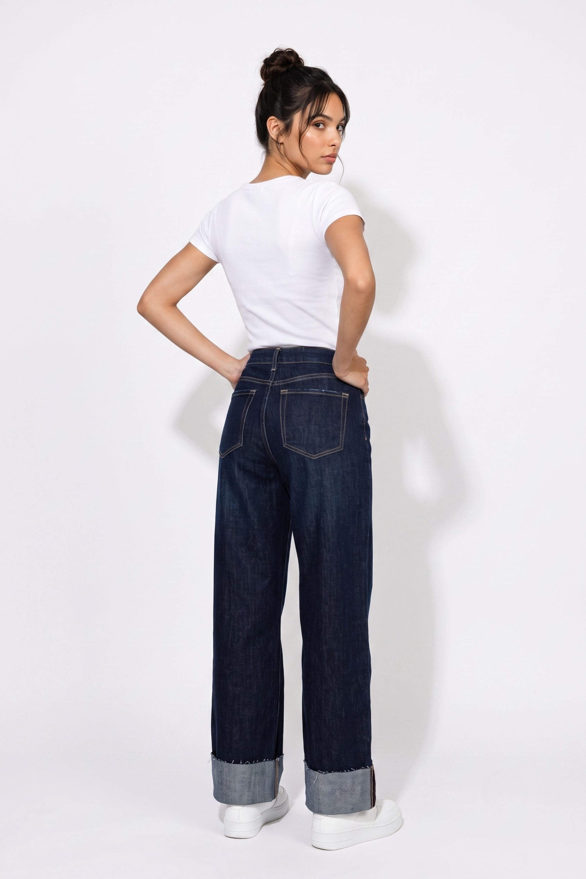 Jeans wide leg dobladillo INDIGO