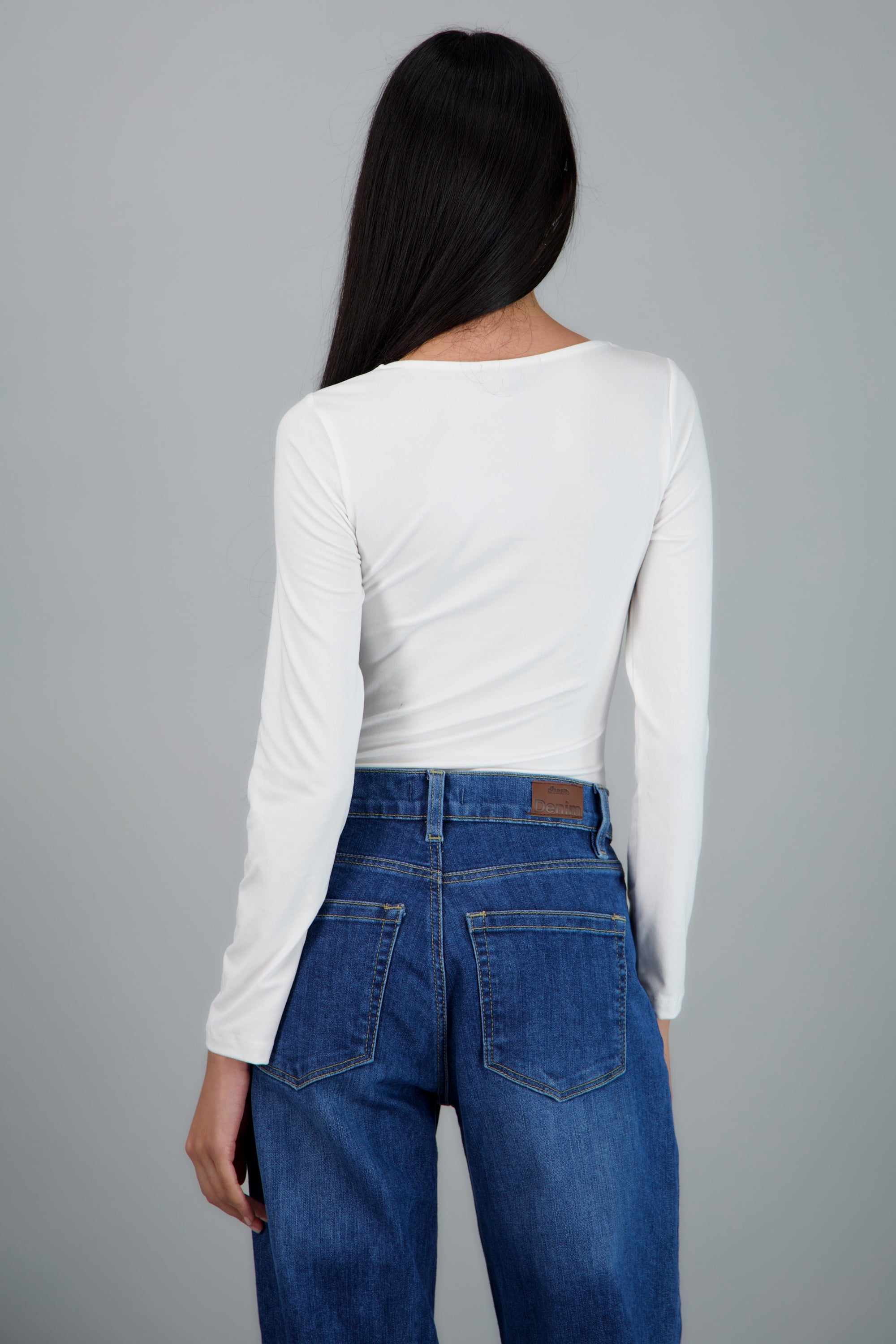 Body manga larga escote redondo BLANCO