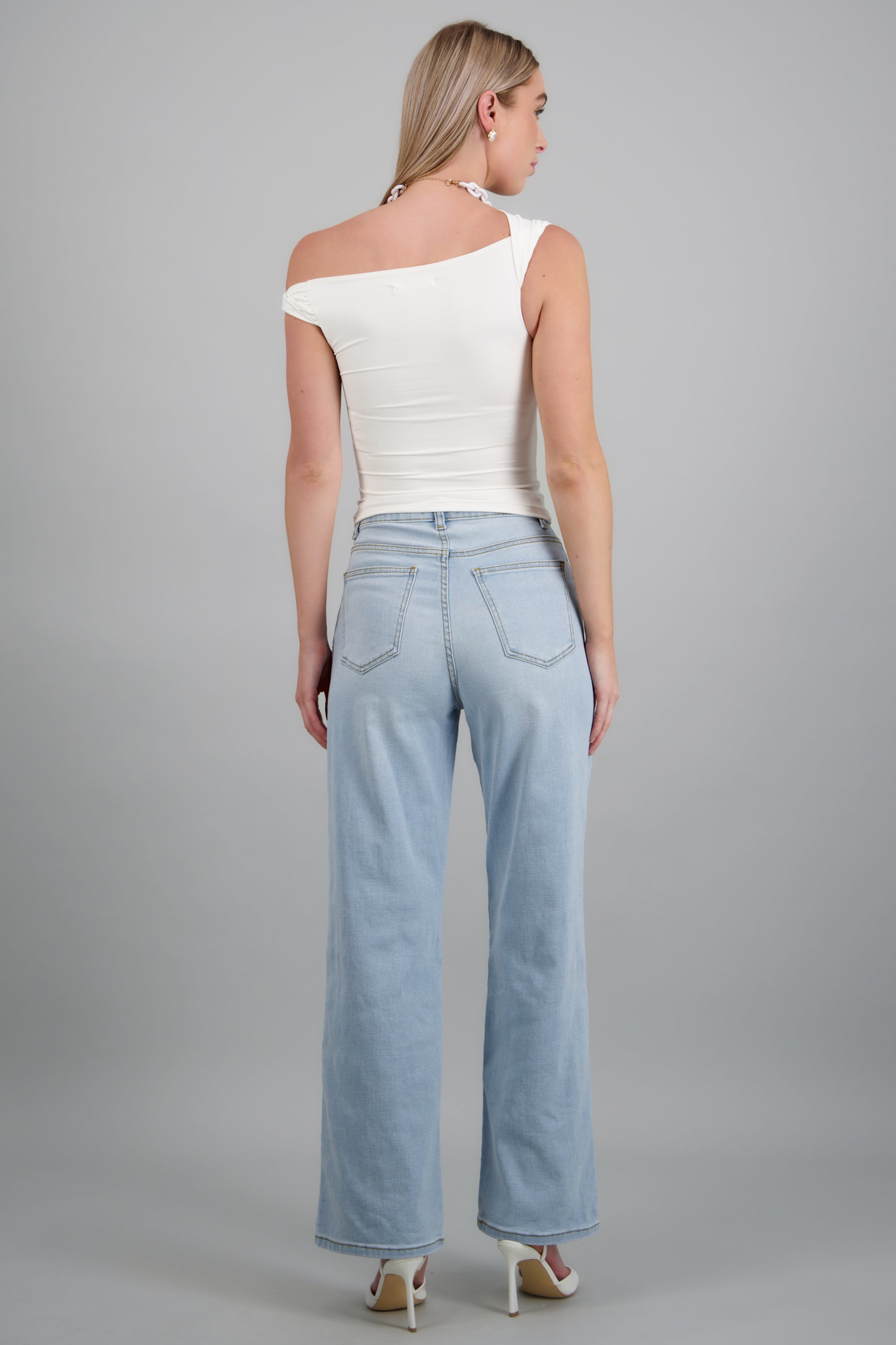 Jeans wide leg desgaste LIGHT WASH