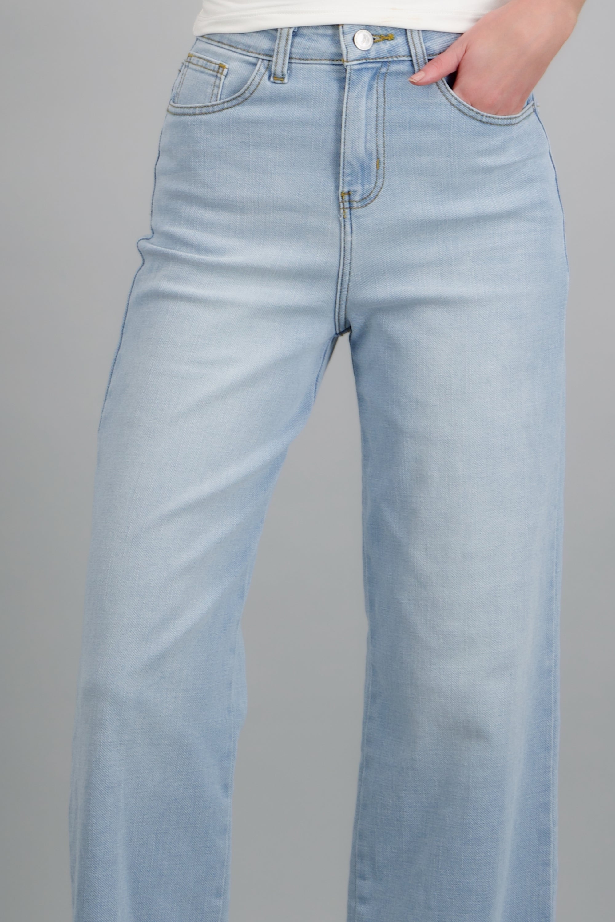 Jeans wide leg desgaste LIGHT WASH