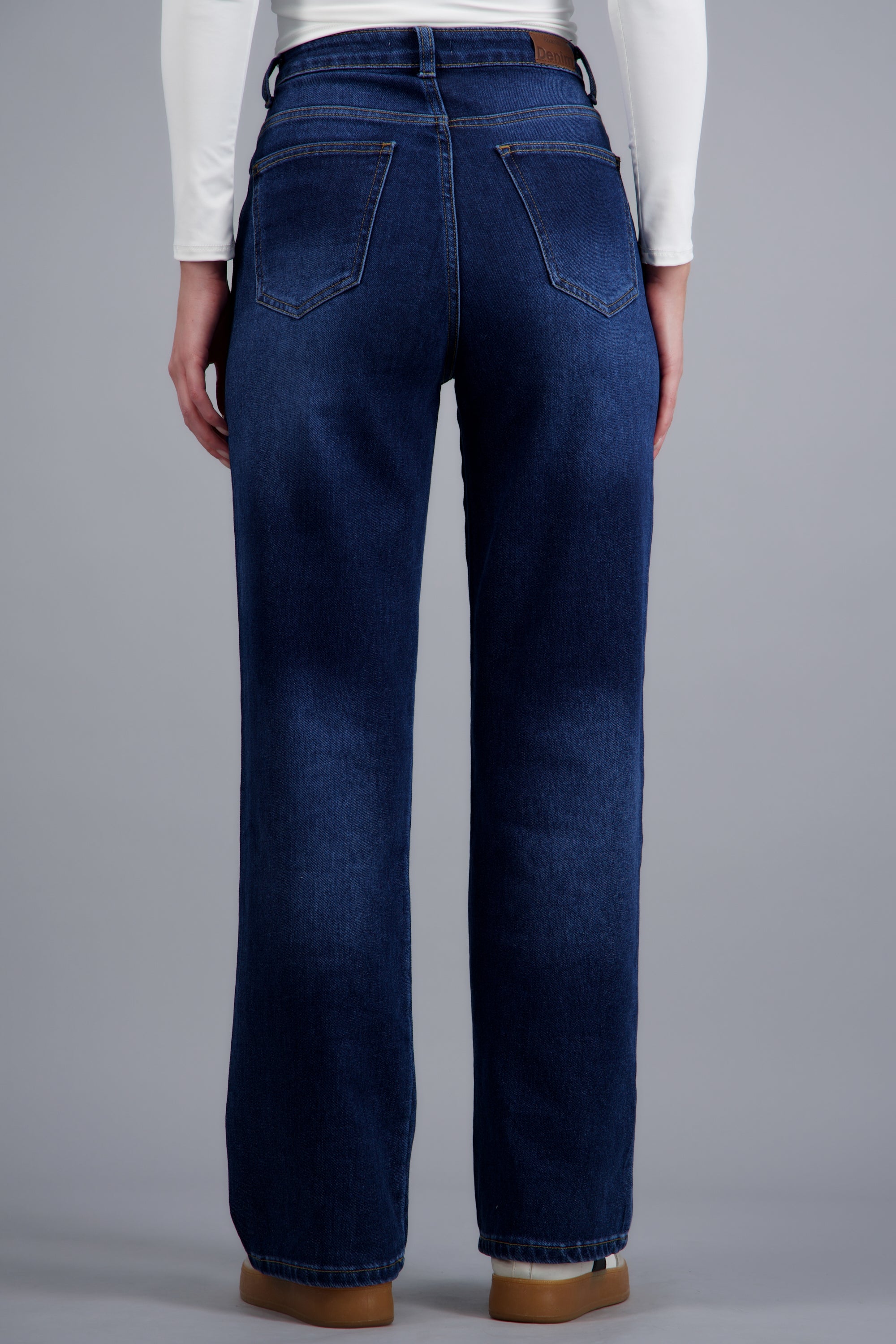 Jeans wide leg desgaste DARK WASH