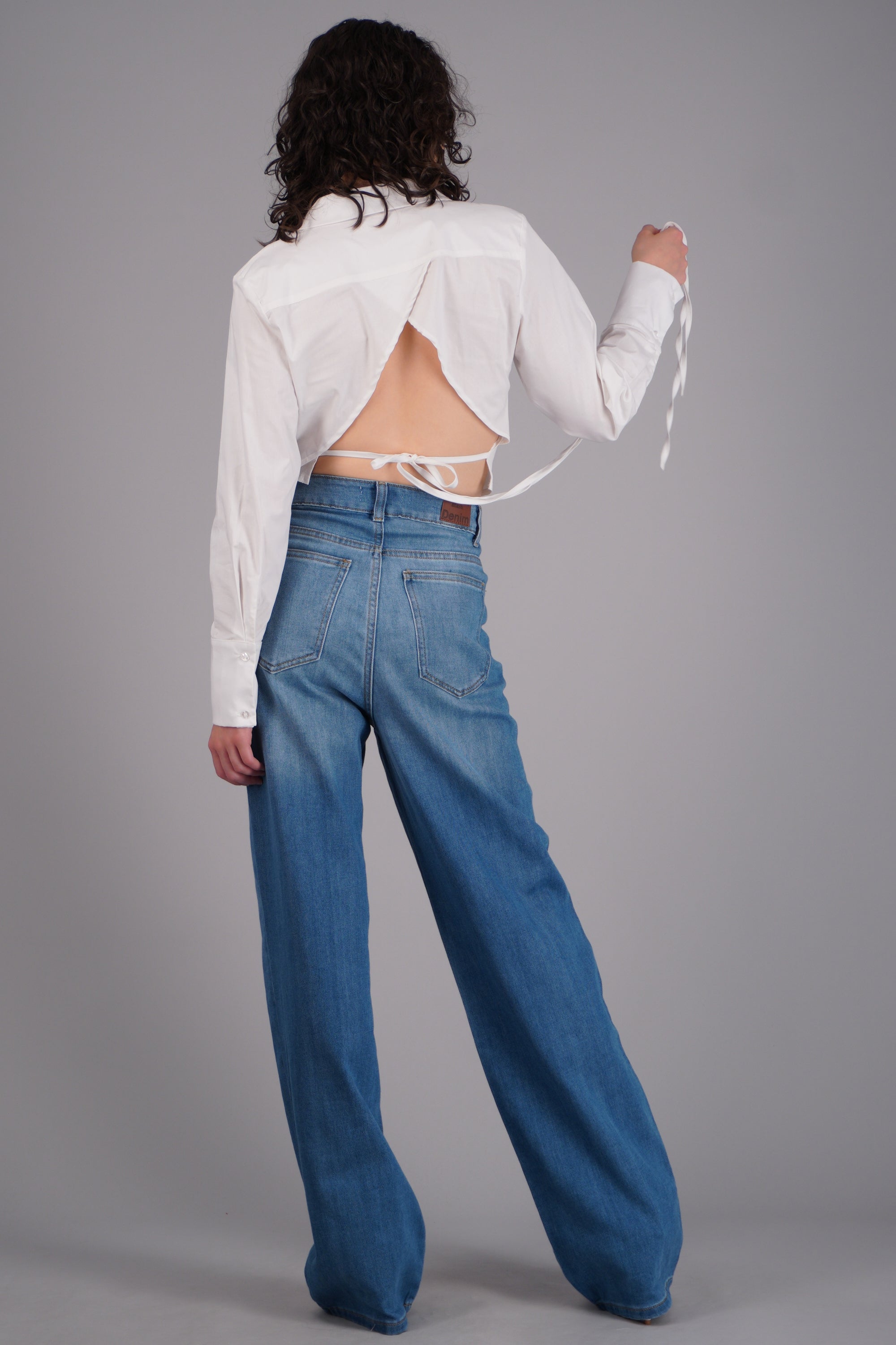 Jeans wide leg desgaste MEDIUM WASH