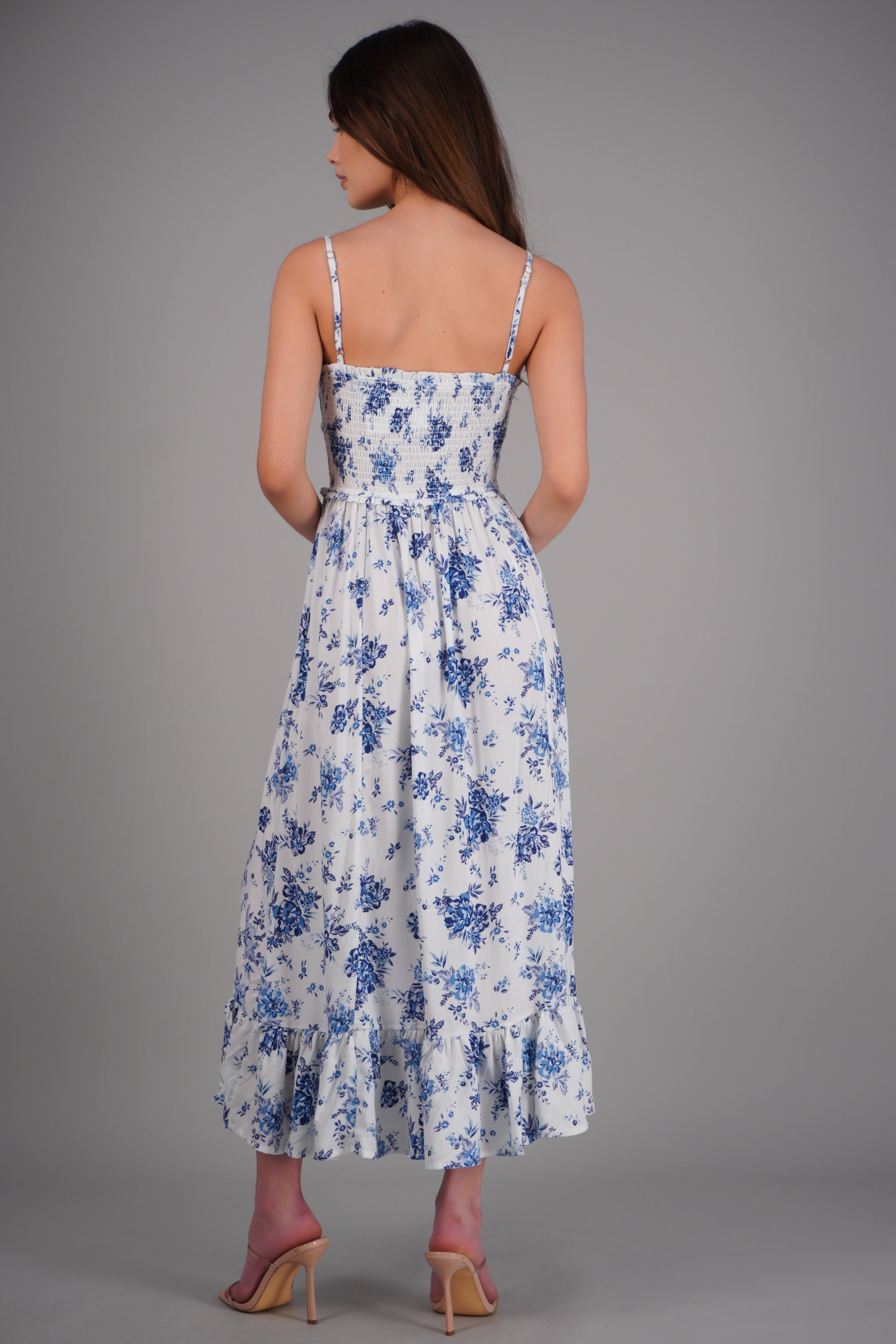 Vestido maxi estampado flores AZUL COMBO