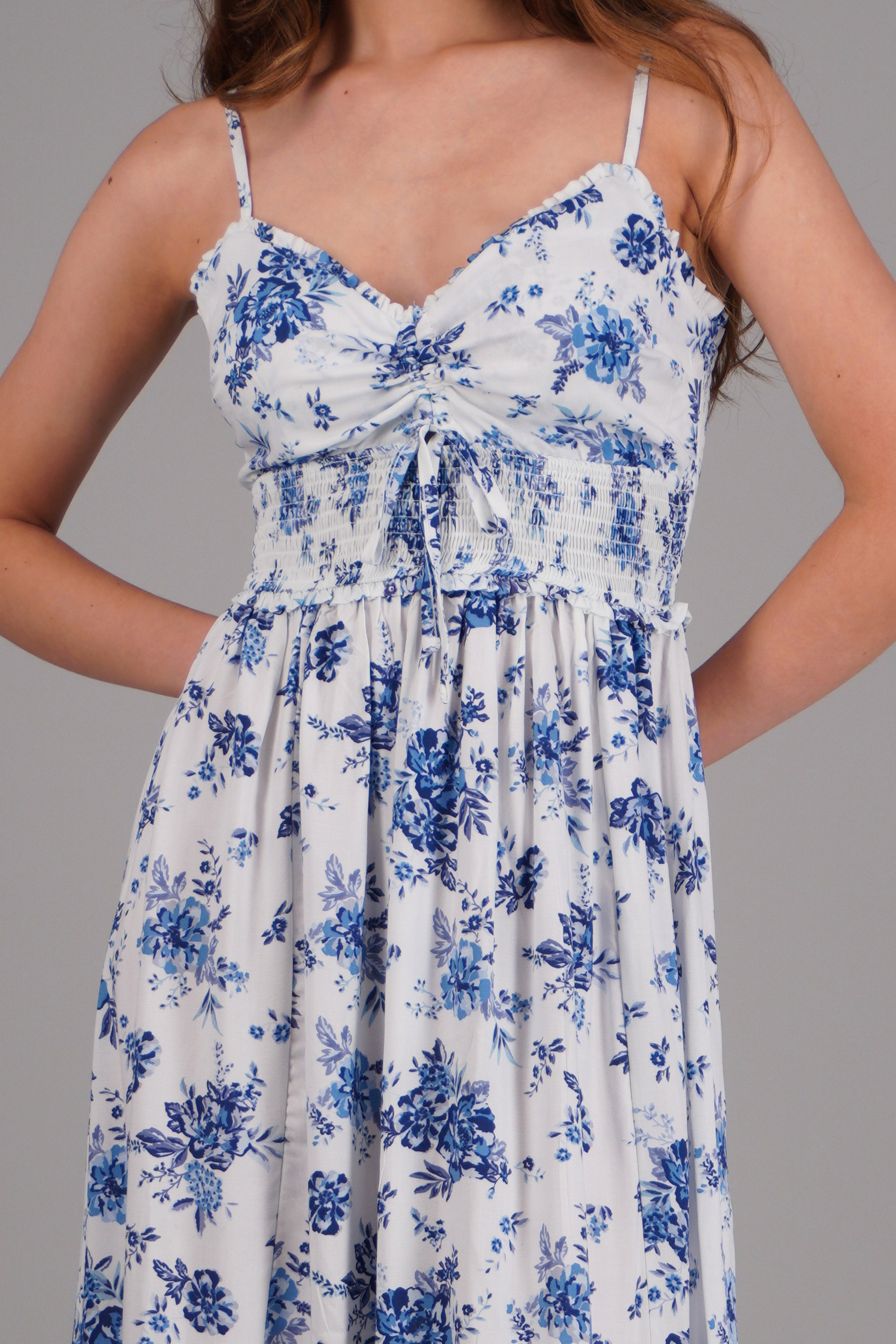 Vestido maxi estampado flores AZUL COMBO
