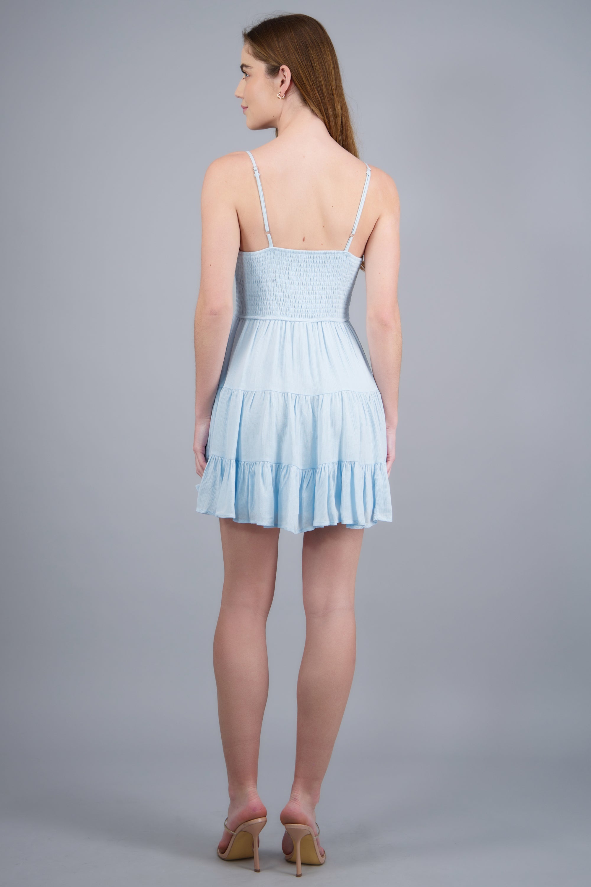 Vestido mini con crochet AZUL CIELO