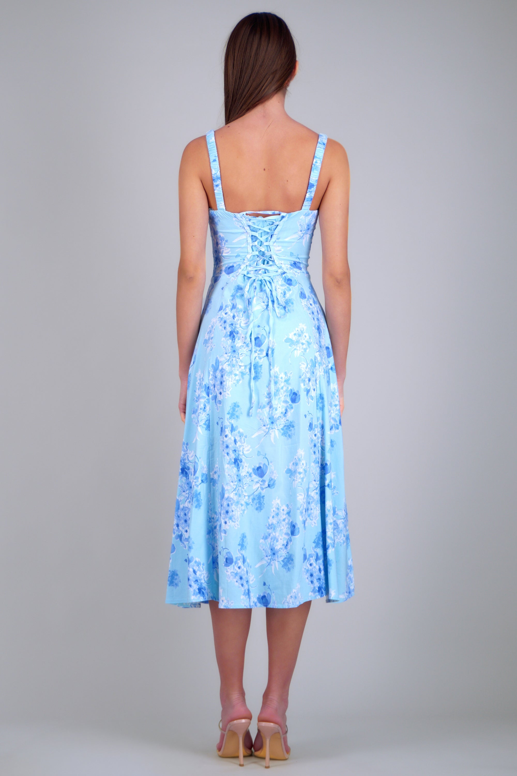 Vestido maxi estampado flores AZUL COMBO