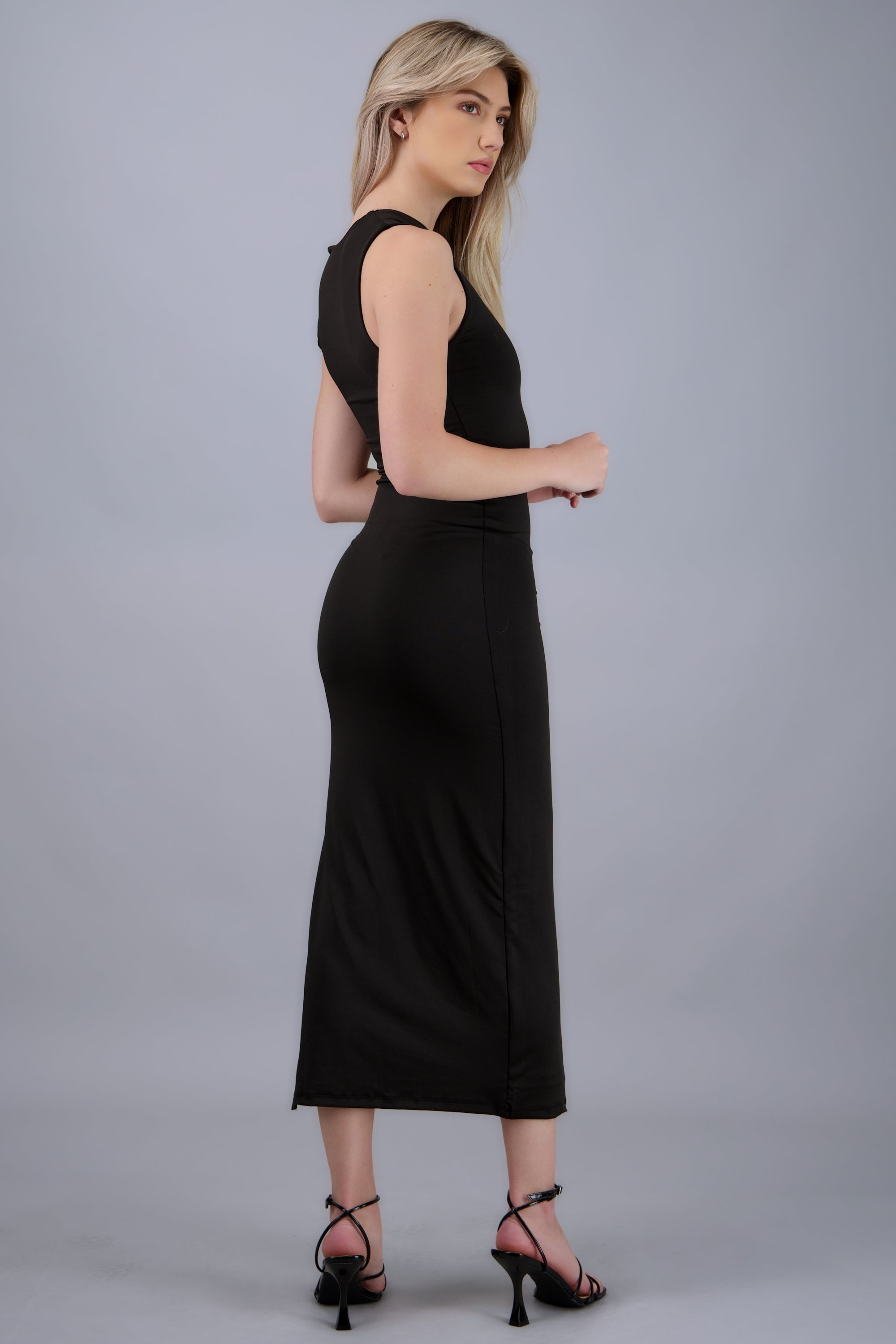 Vestido bodycon asimetrico NEGRO