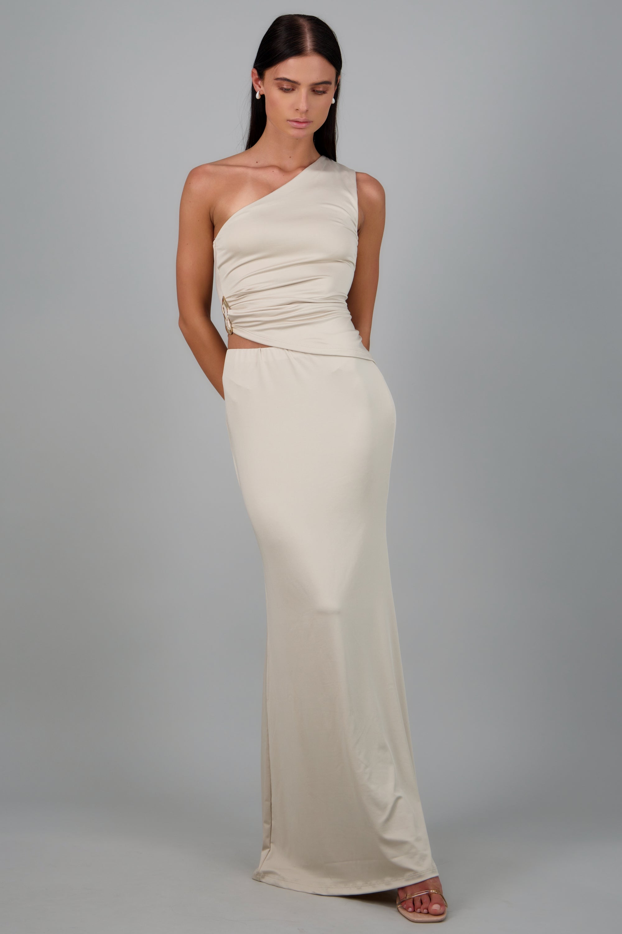 Falda maxi lisa BEIGE