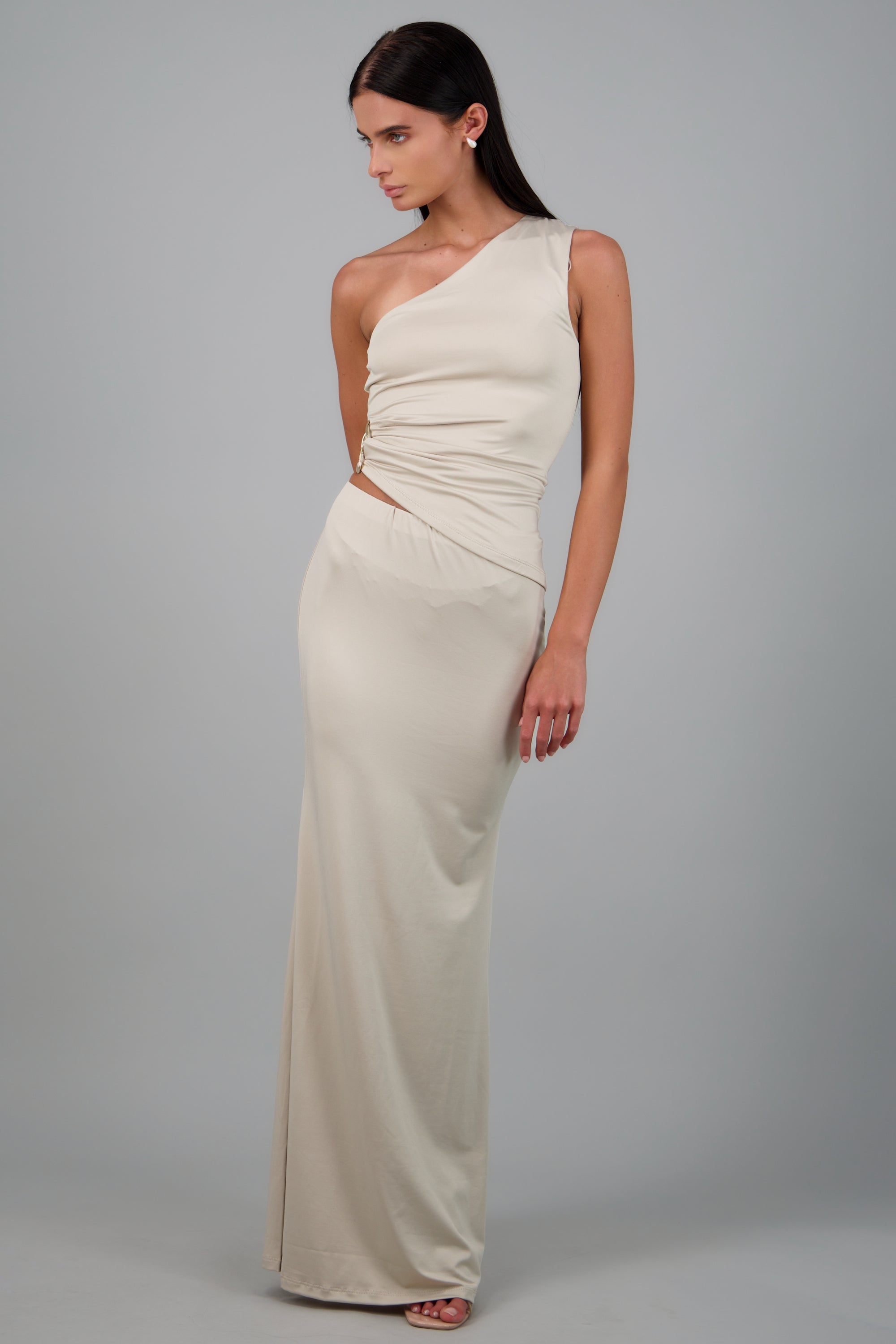 Falda maxi lisa BEIGE