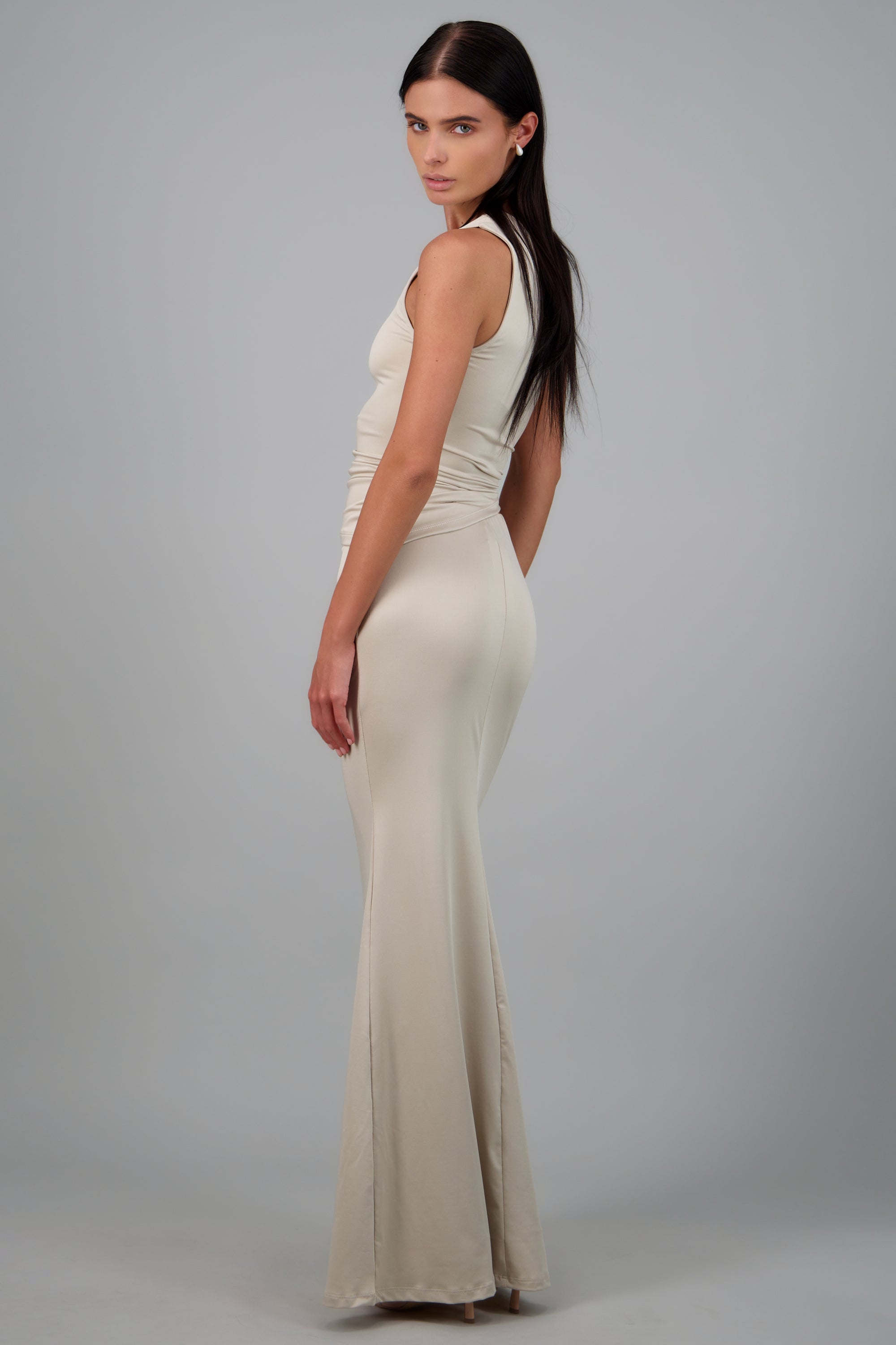 Falda maxi lisa BEIGE