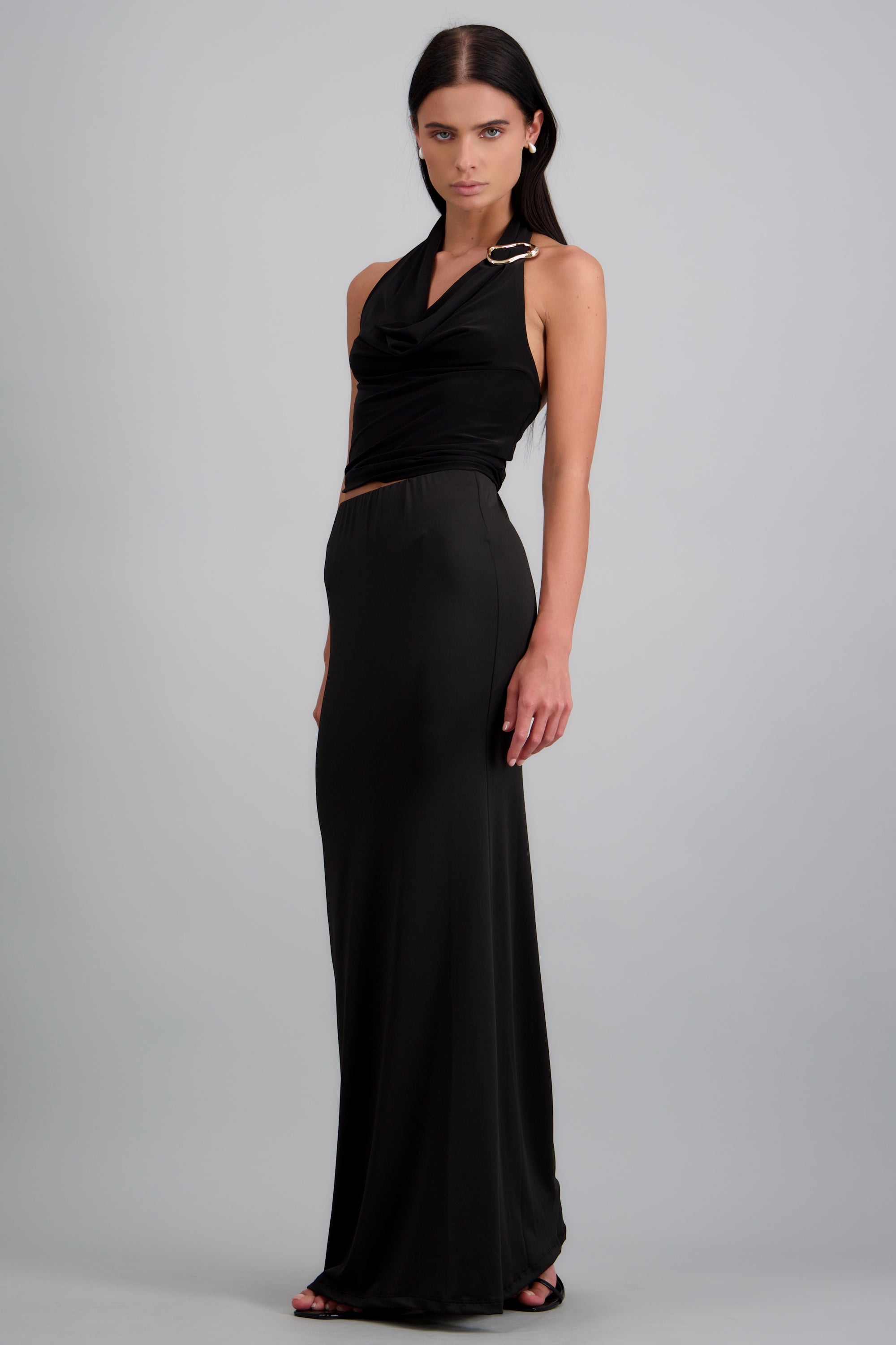 Falda maxi lisa NEGRO