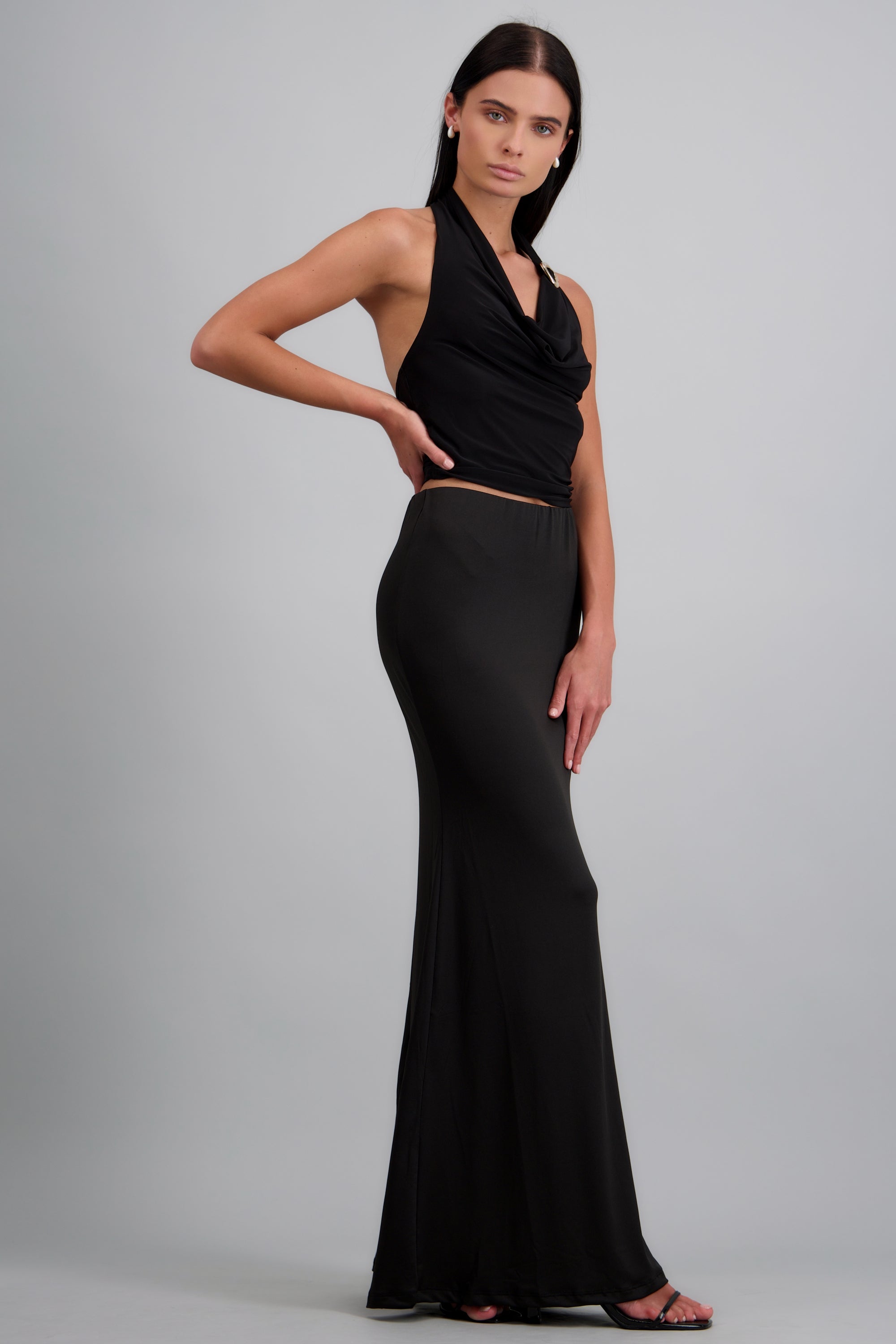 Falda maxi lisa NEGRO