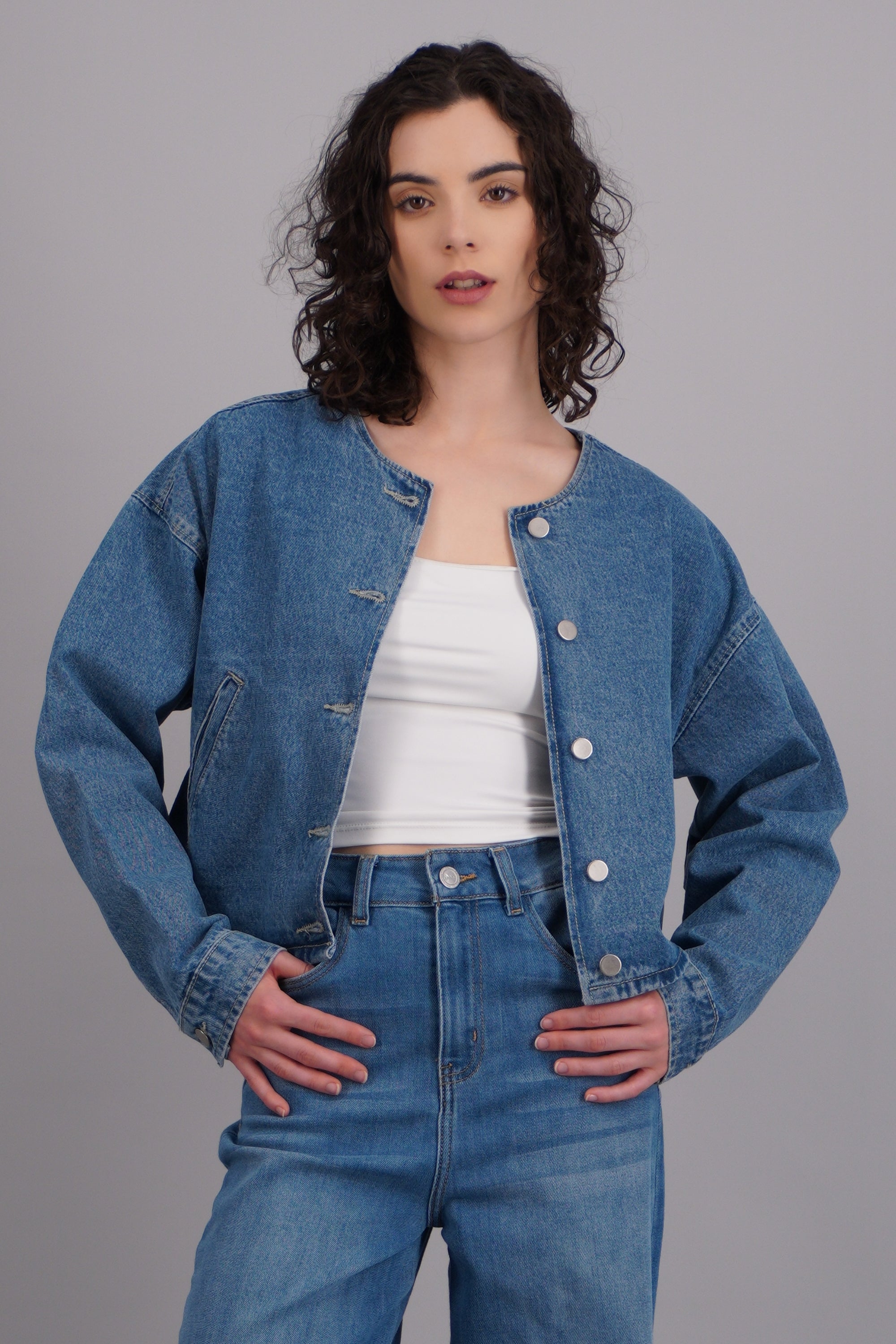 Chamarra denim bomber LIGHT WASH
