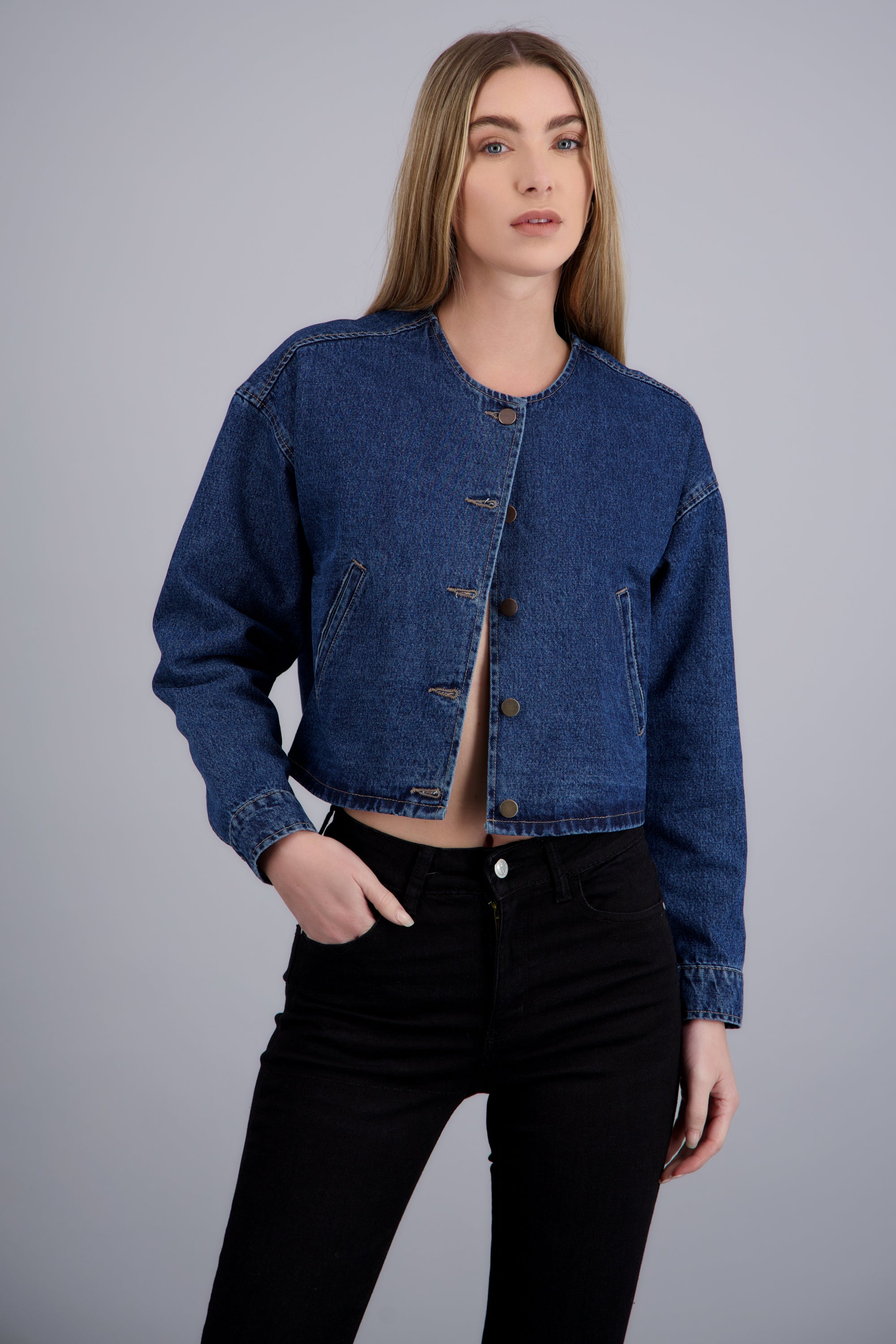Chamarra denim bomber DARK WASH