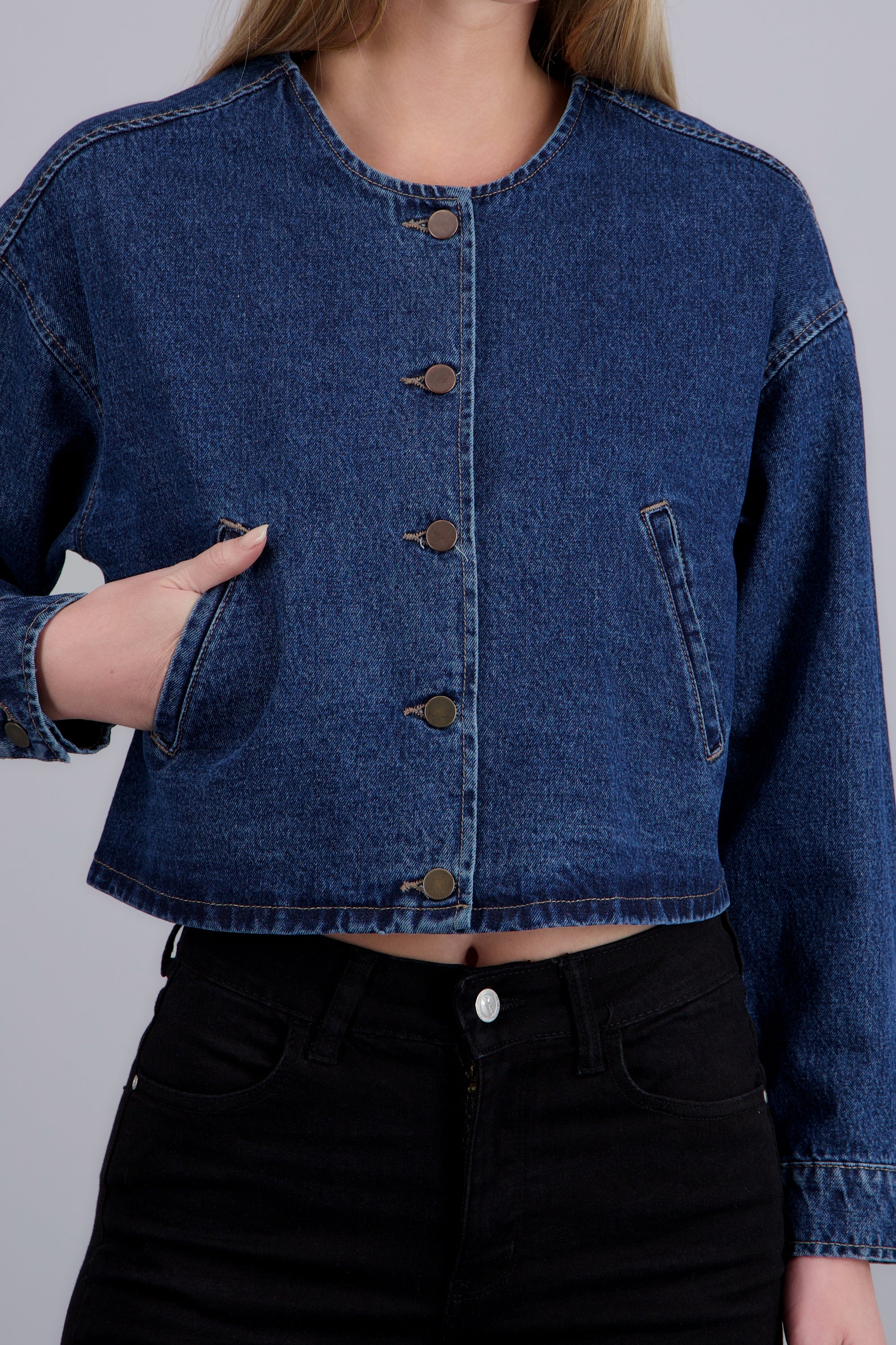 Chamarra denim bomber DARK WASH