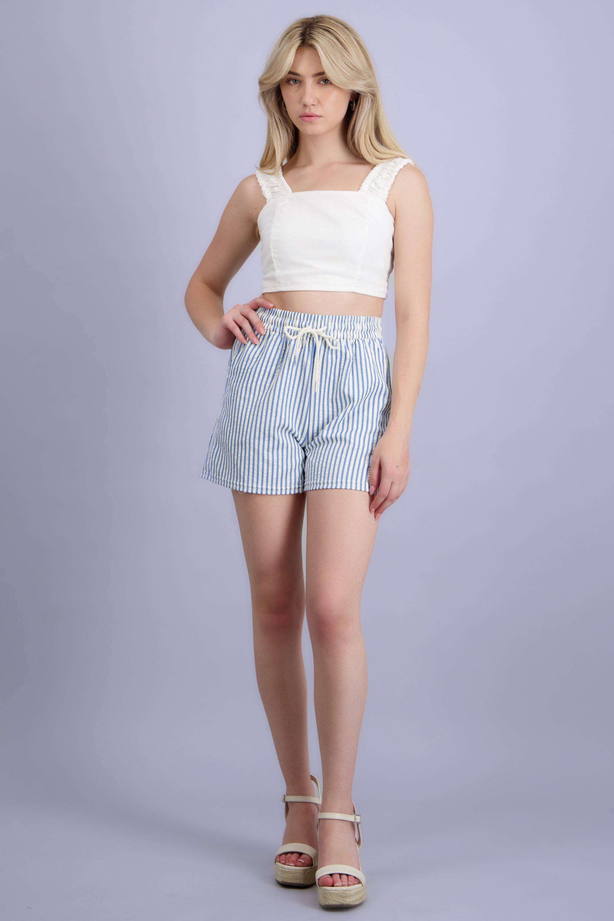Short rayas texturas AZUL COMBO