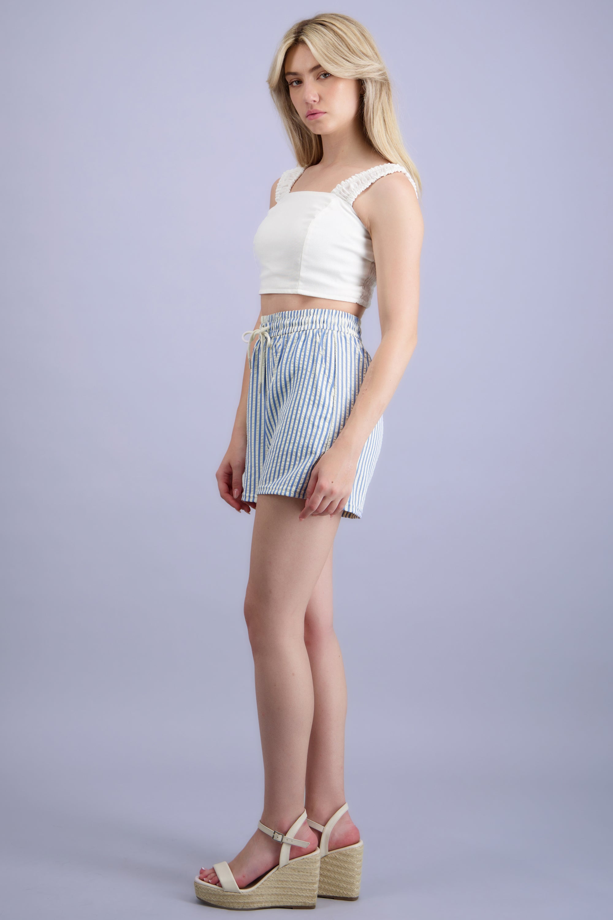Short rayas texturas AZUL COMBO