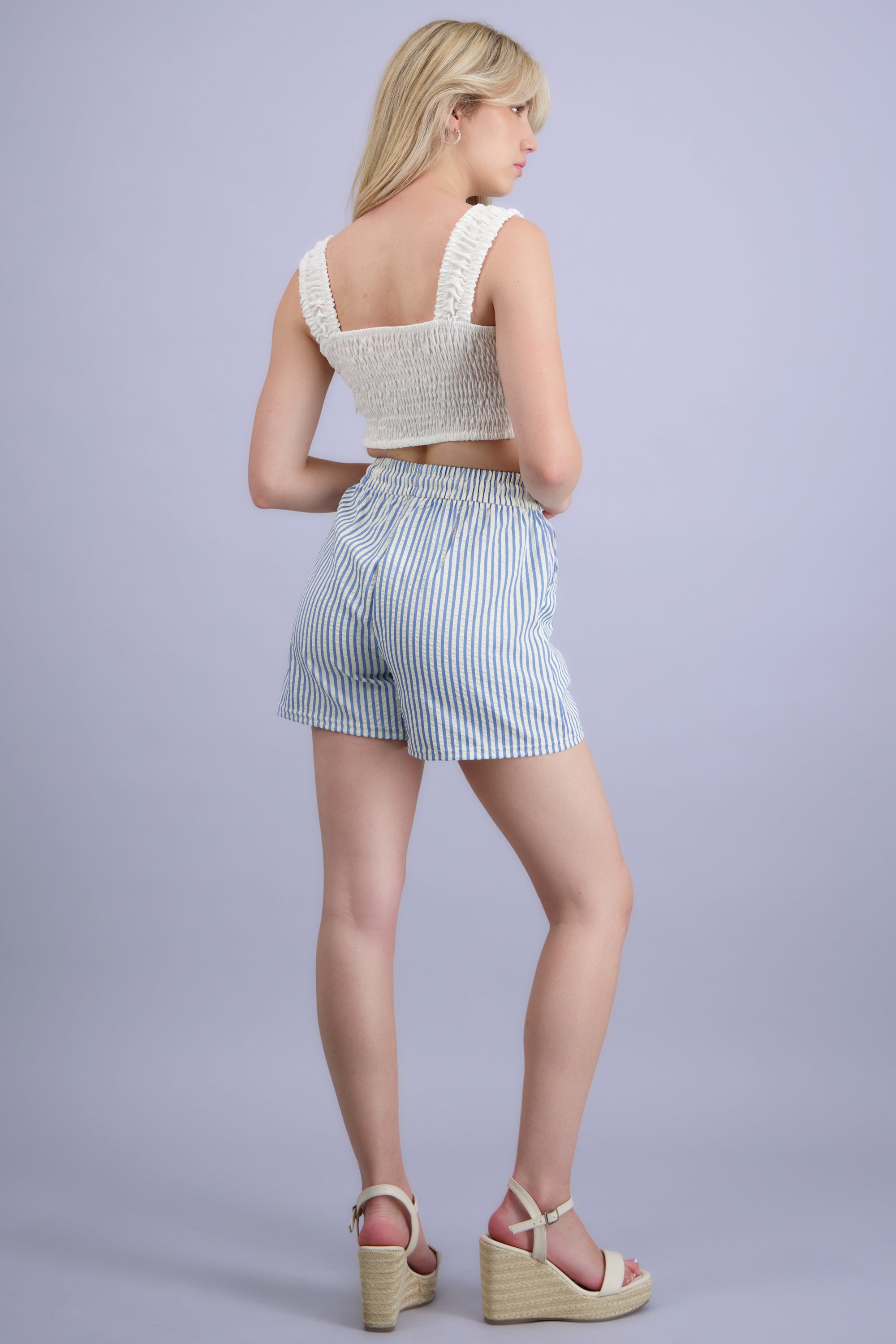 Short rayas texturas AZUL COMBO