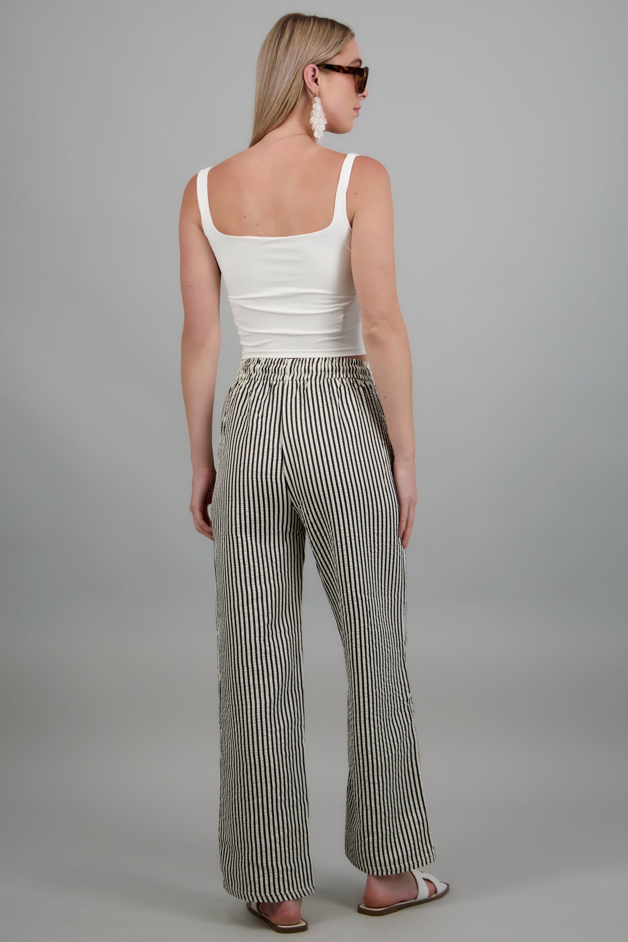 Pantalon rayas con jareta NEGRO COMBO