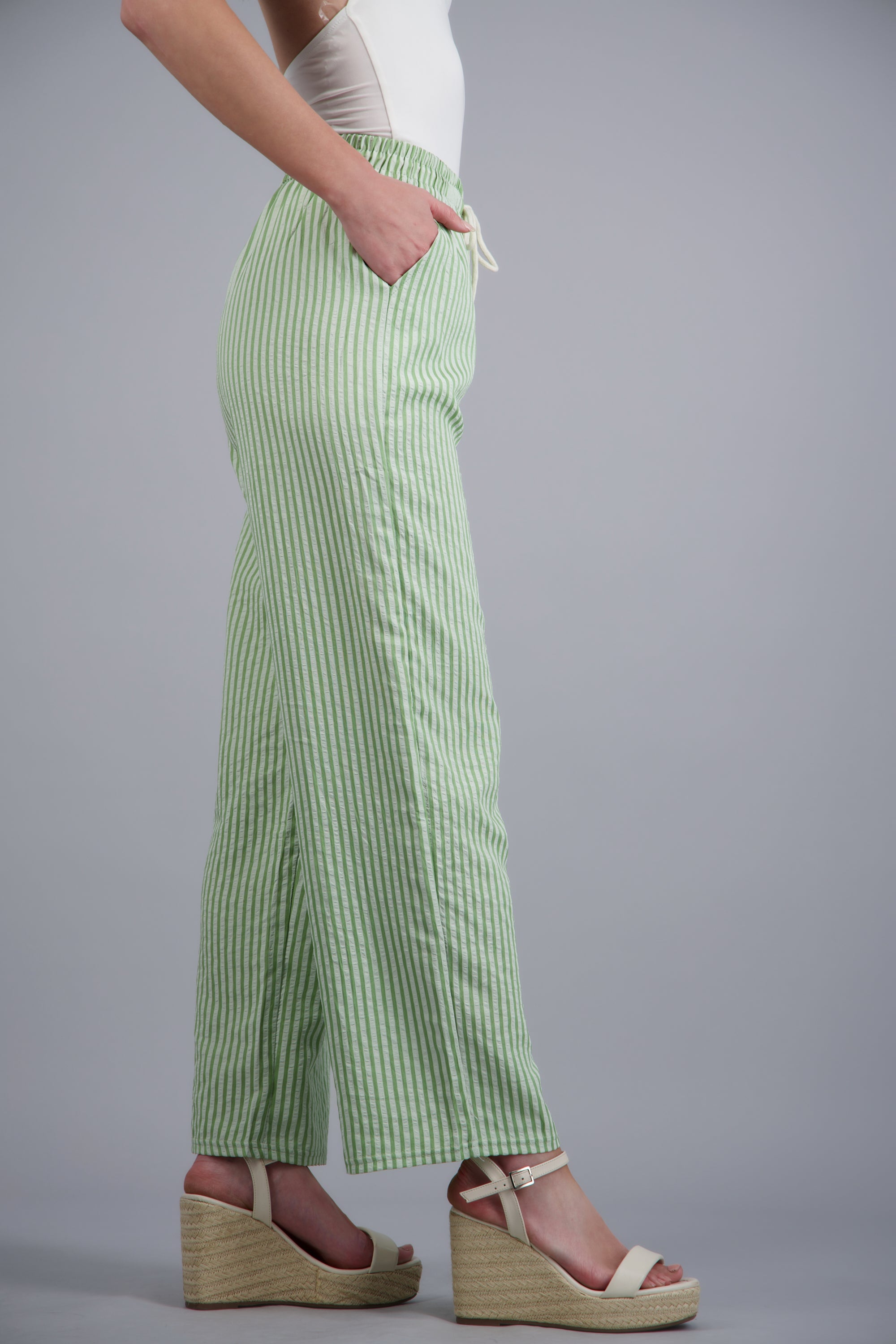 Pantalon rayas con jareta VERDE COMBO