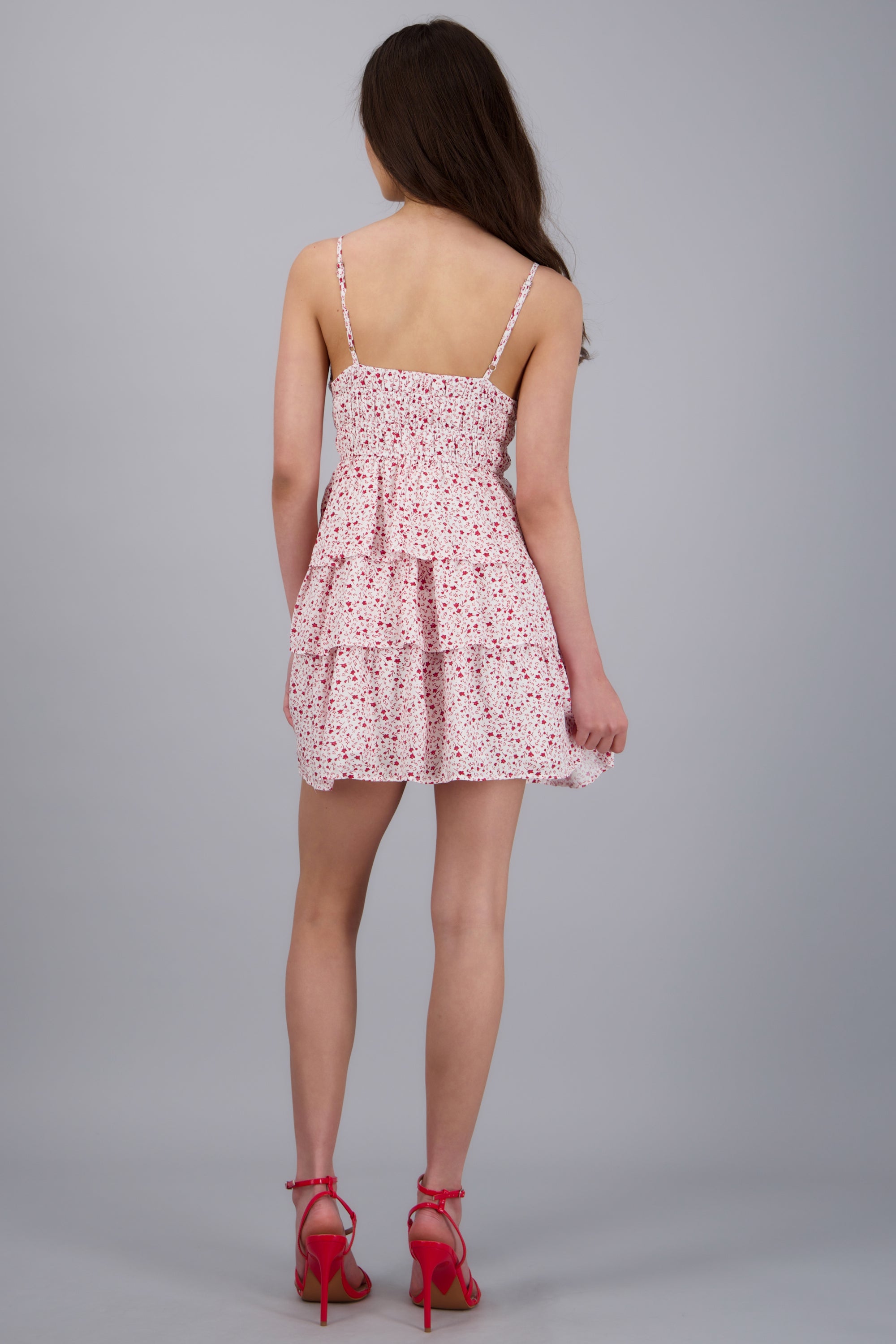 Vestido mini olanes detalle flores ROSA COMBO