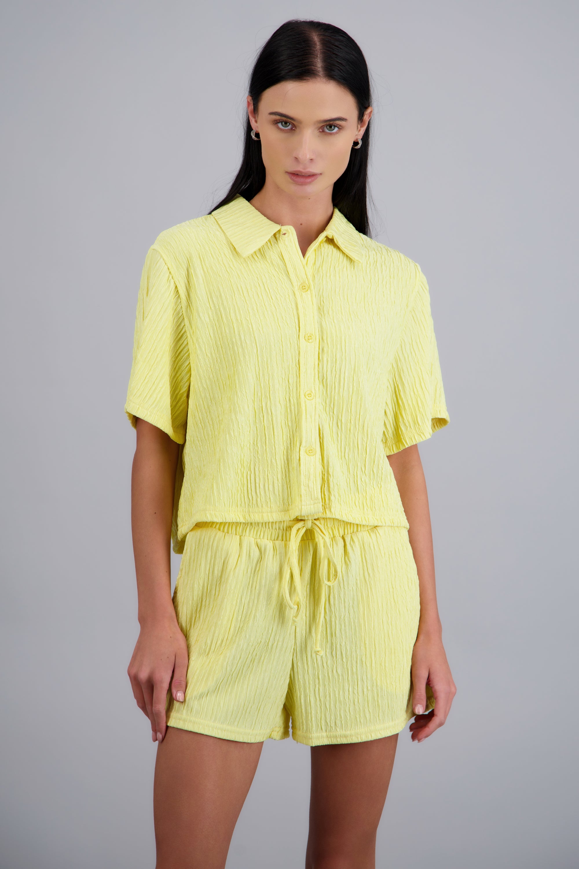 Camisa manga corta textura AMARILLO